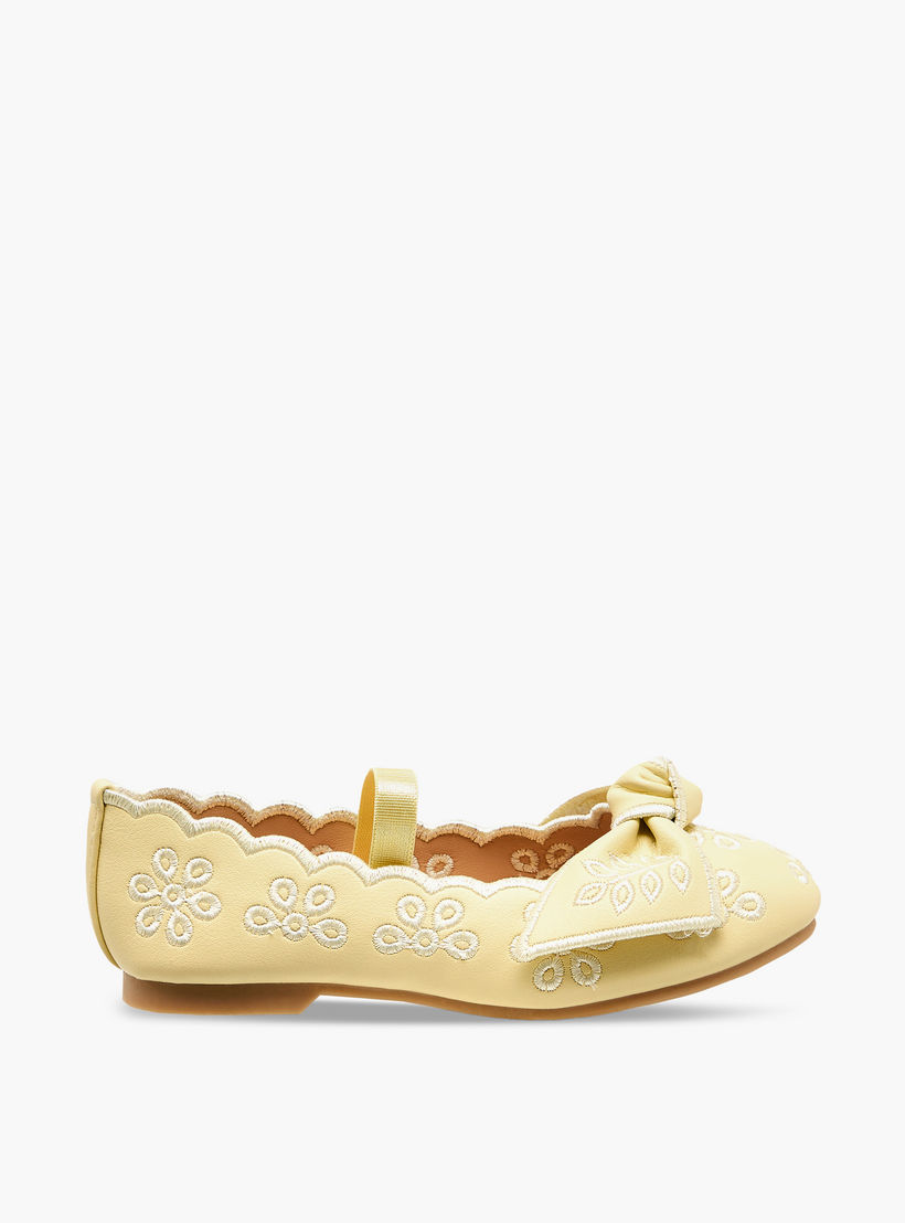 Juniors Girls Embroidered Bow Detail Ballerina Shoes-girls-shoes-ballerinas-image-3