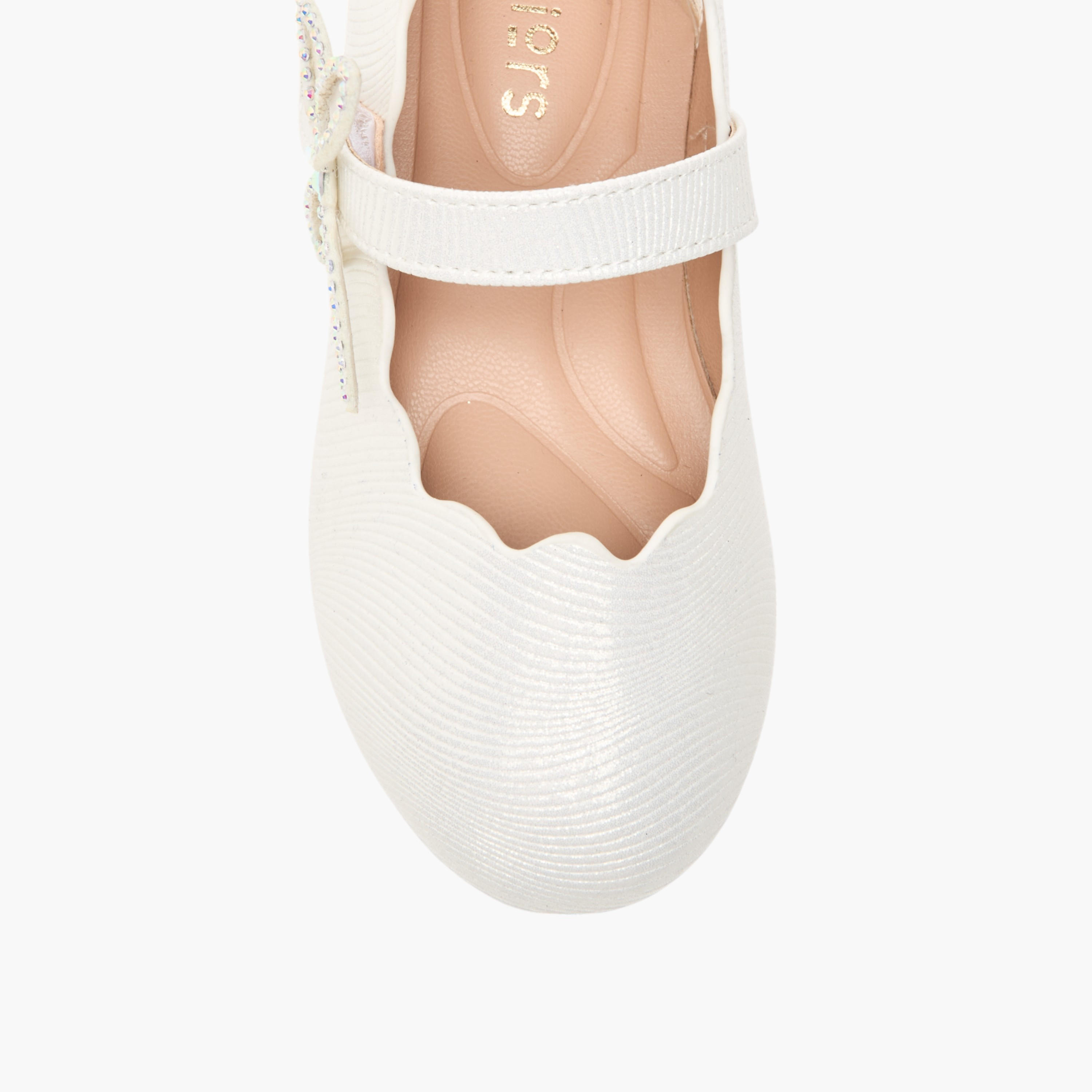 Juniors Textured Ballerinas with Butterfly Accent Hook and Loop Closure-girls-shoes-maryjanes-image-4