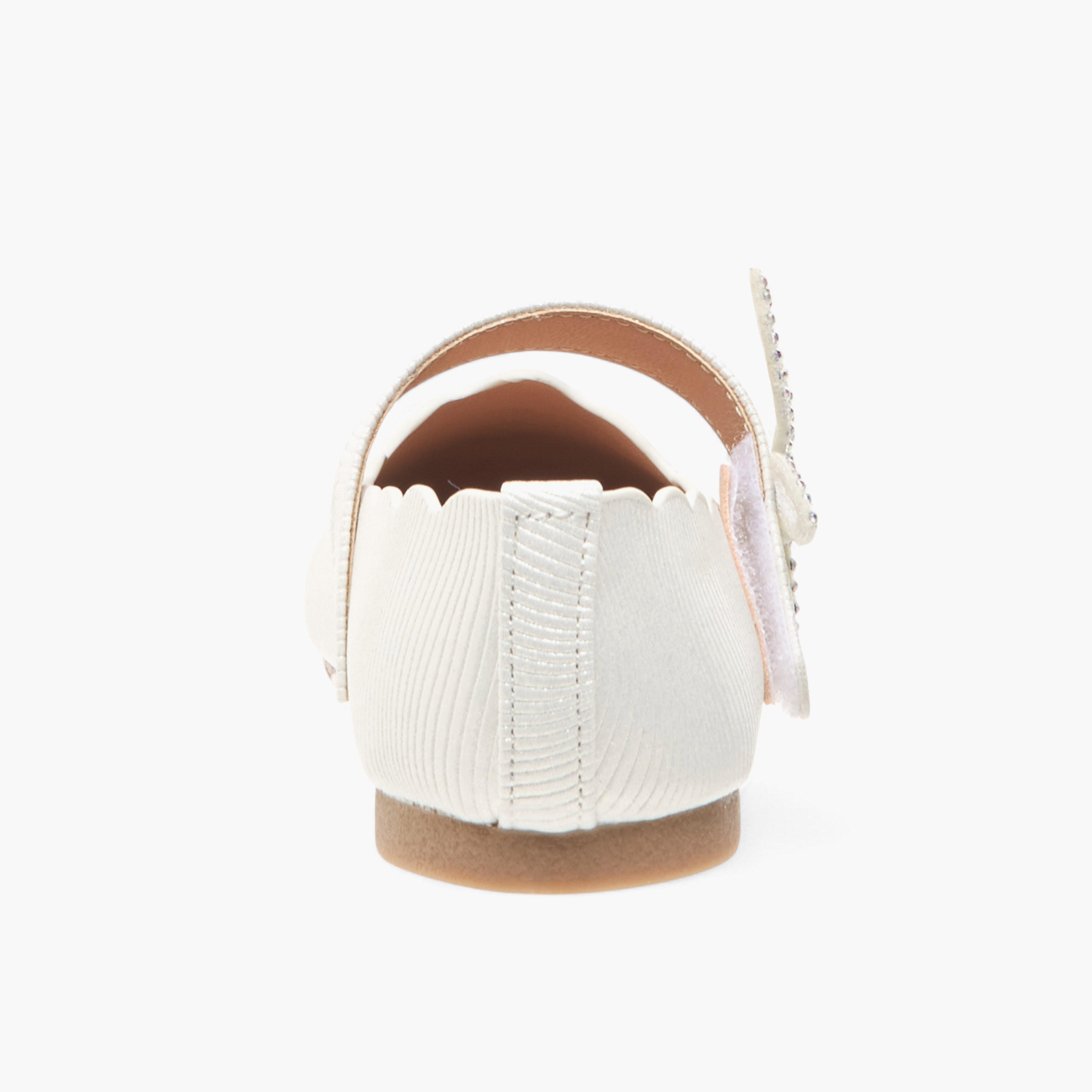 Juniors Textured Ballerinas with Butterfly Accent Hook and Loop Closure-girls-shoes-maryjanes-image-6
