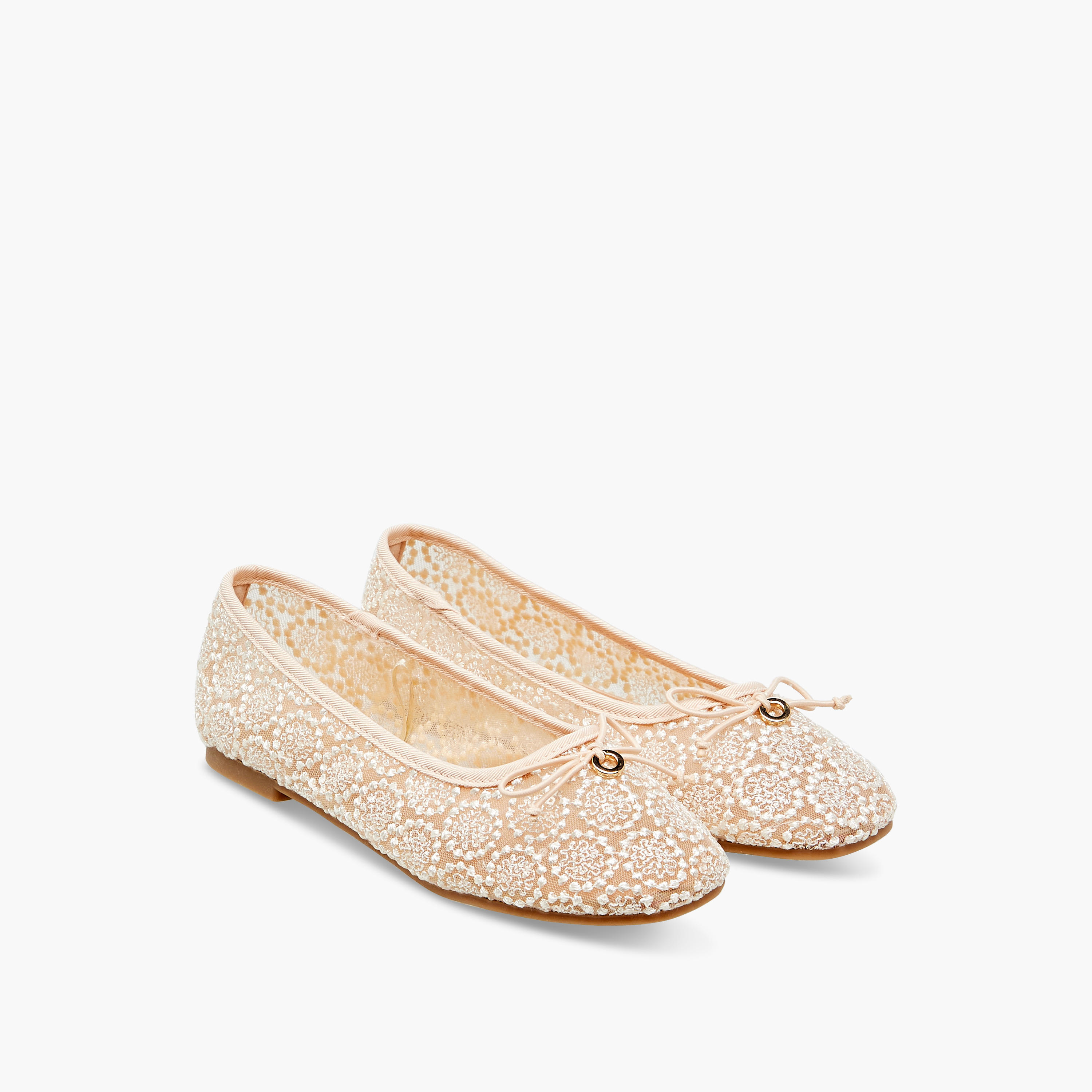 حذاء باليرينا مطرز بفيونكة من ليتل ميسي-girls-shoes-ballerinas-image-1