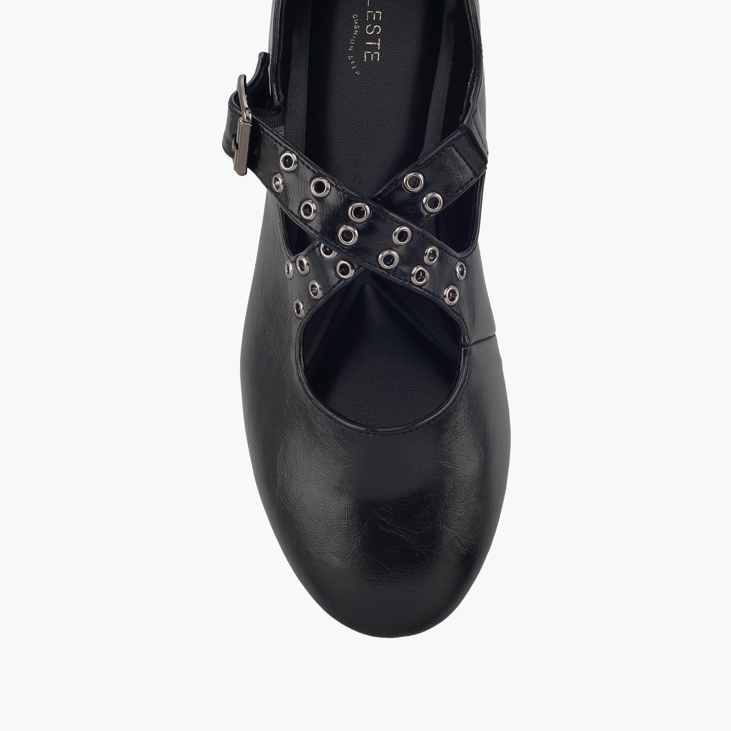 Celeste Women Rivet Embellished Cross Strap Mary Jane Shoes-women-shoes-ballerinas-image-4