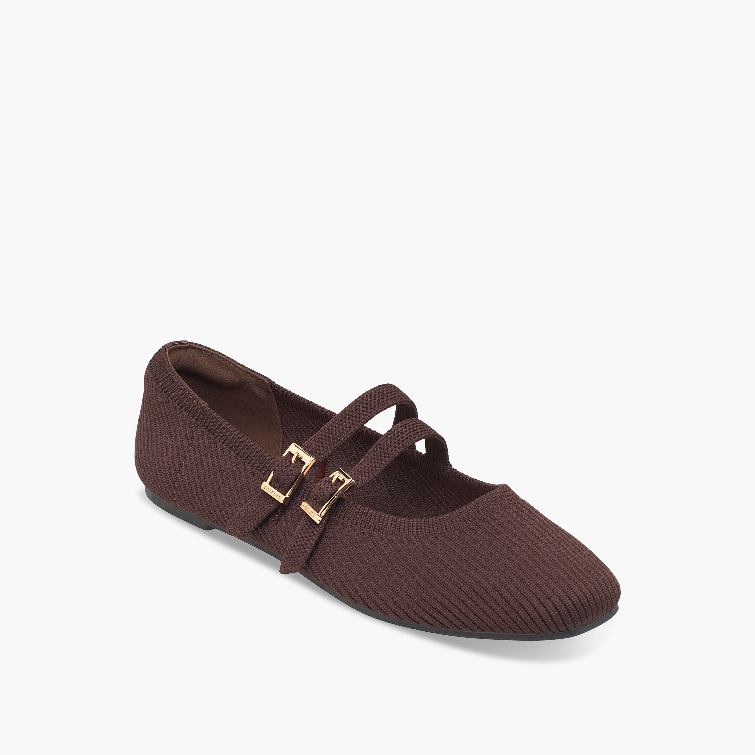 حذاء باليرينا بارز الملمس بإبزيم إغلاق للنساء من سيليست-women-shoes-ballerinas-image-2