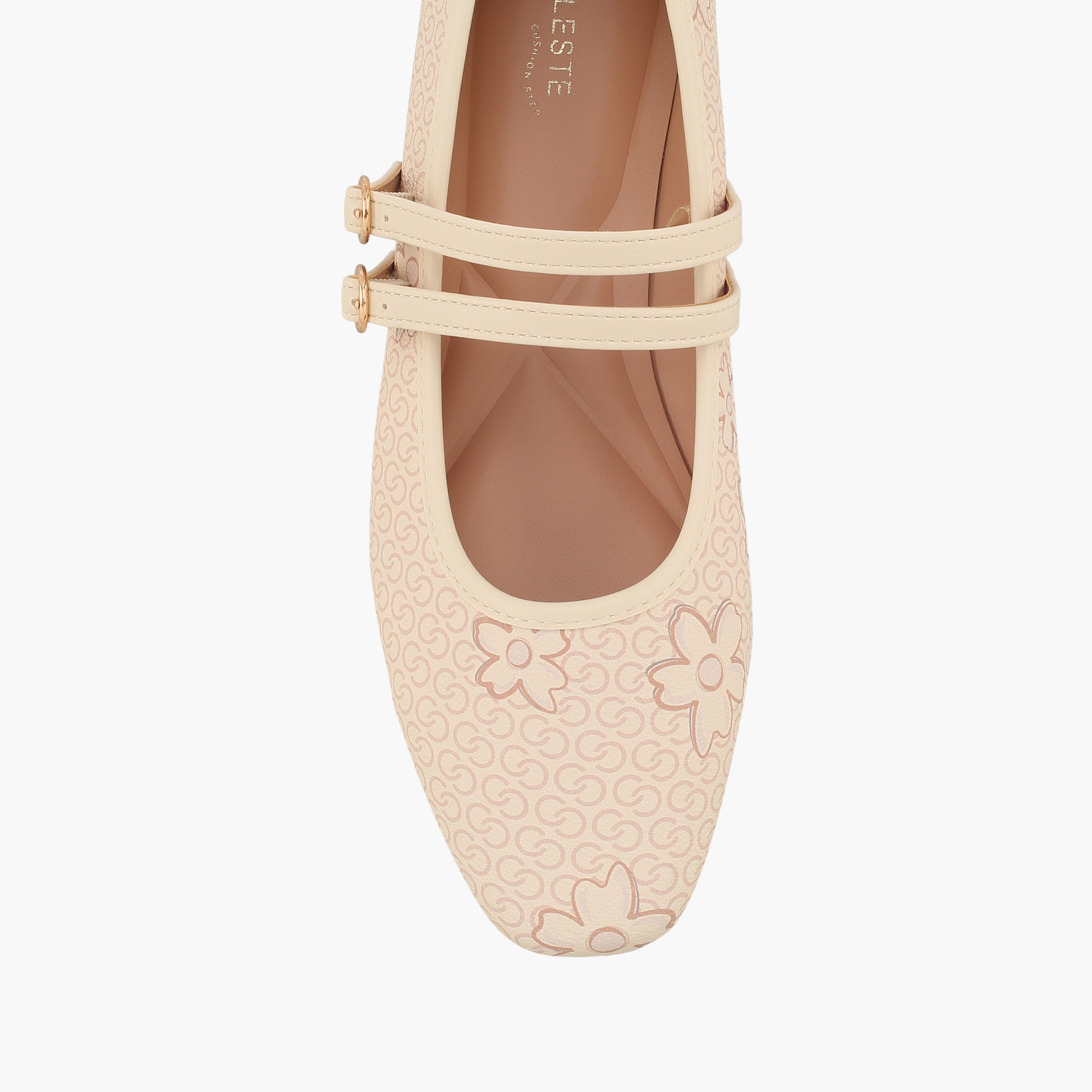 حذاء ماري جين بحزام مزدوج وطبعات للنساء من سيليست-women-shoes-ballerinas-image-4