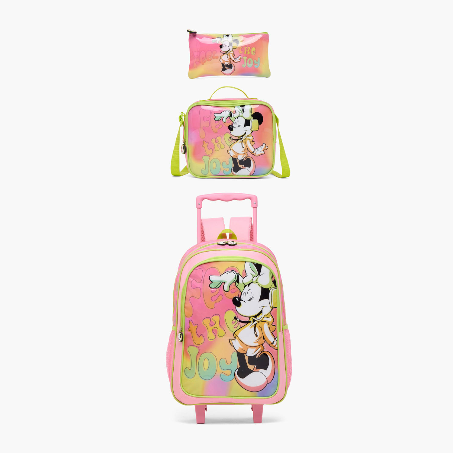 Minnie Mouse Print 3-Piece School Trolley Bag Set for Girls 13+ Years with Pencil Pouch-school-bagsandbackpacks-trolleybags-image-2
