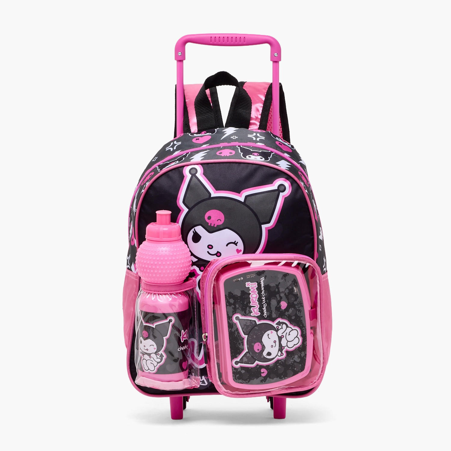 Kuromi Print 3-Piece School Trolley Bag Set for Girls 8-13 Years with Lunch Box-school-bagsandbackpacks-trolleybags-image-2