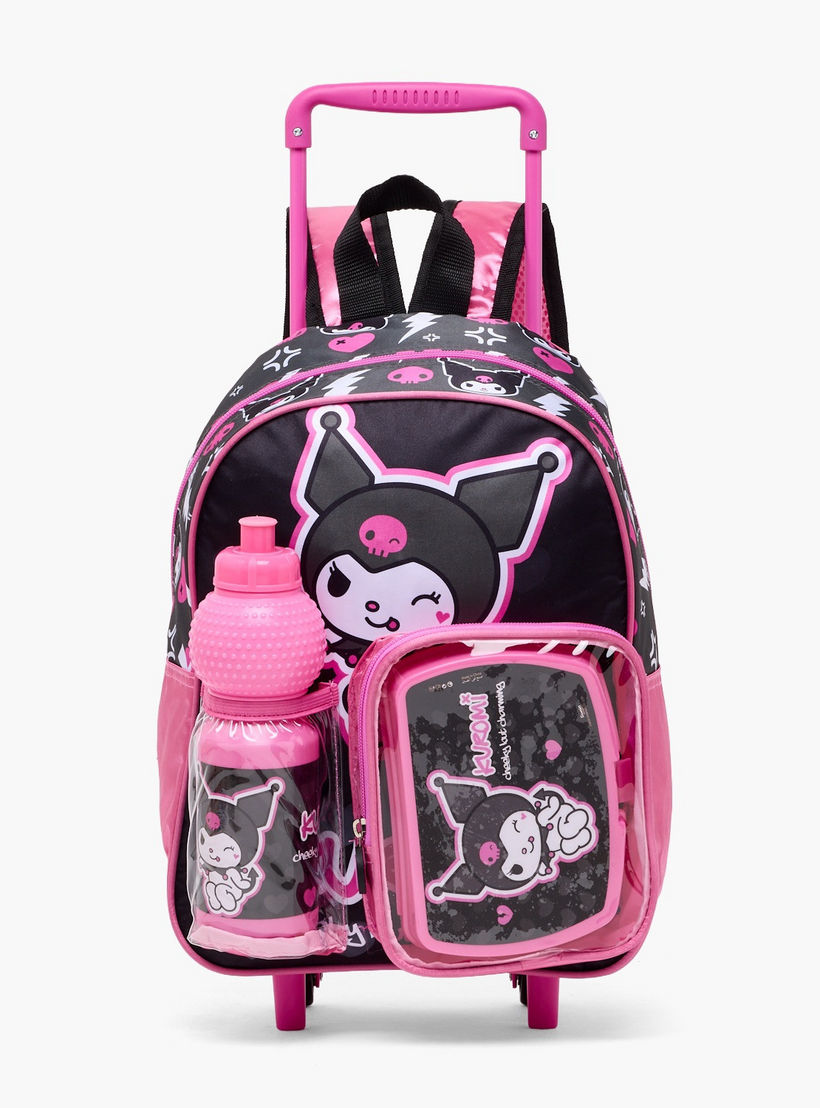 Kuromi Print 3-Piece School Trolley Bag Set for Girls 8-13 Years with Lunch Box-school-bagsandbackpacks-trolleybags-image-2