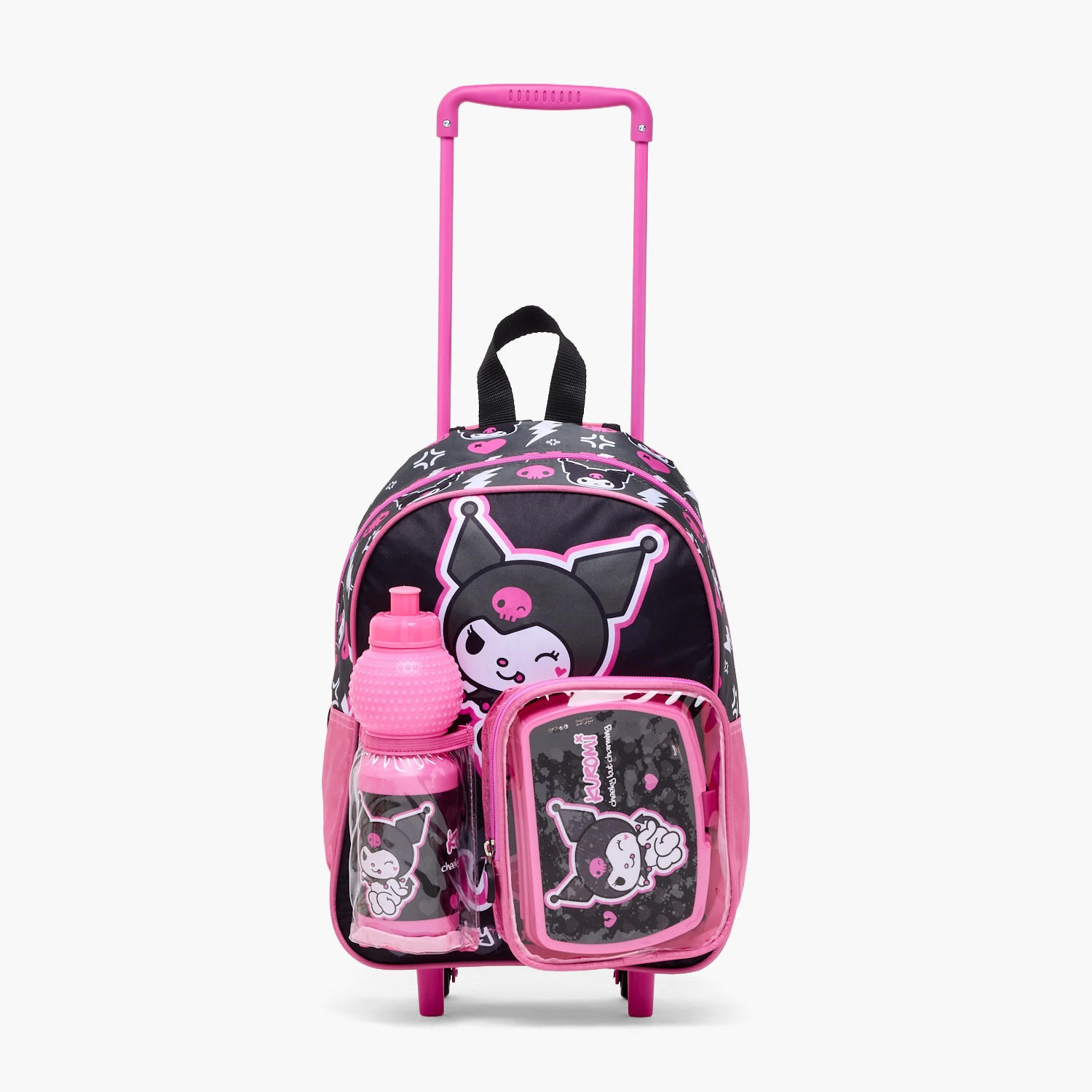 Kuromi Print 3-Piece School Trolley Bag Set for Girls 8-13 Years with Lunch Box-school-bagsandbackpacks-trolleybags-image-5