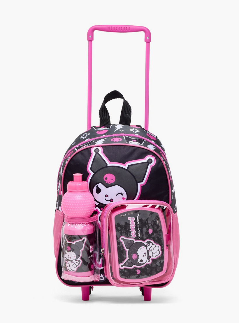 Kuromi Print 3-Piece School Trolley Bag Set for Girls 8-13 Years with Lunch Box-school-bagsandbackpacks-trolleybags-image-5