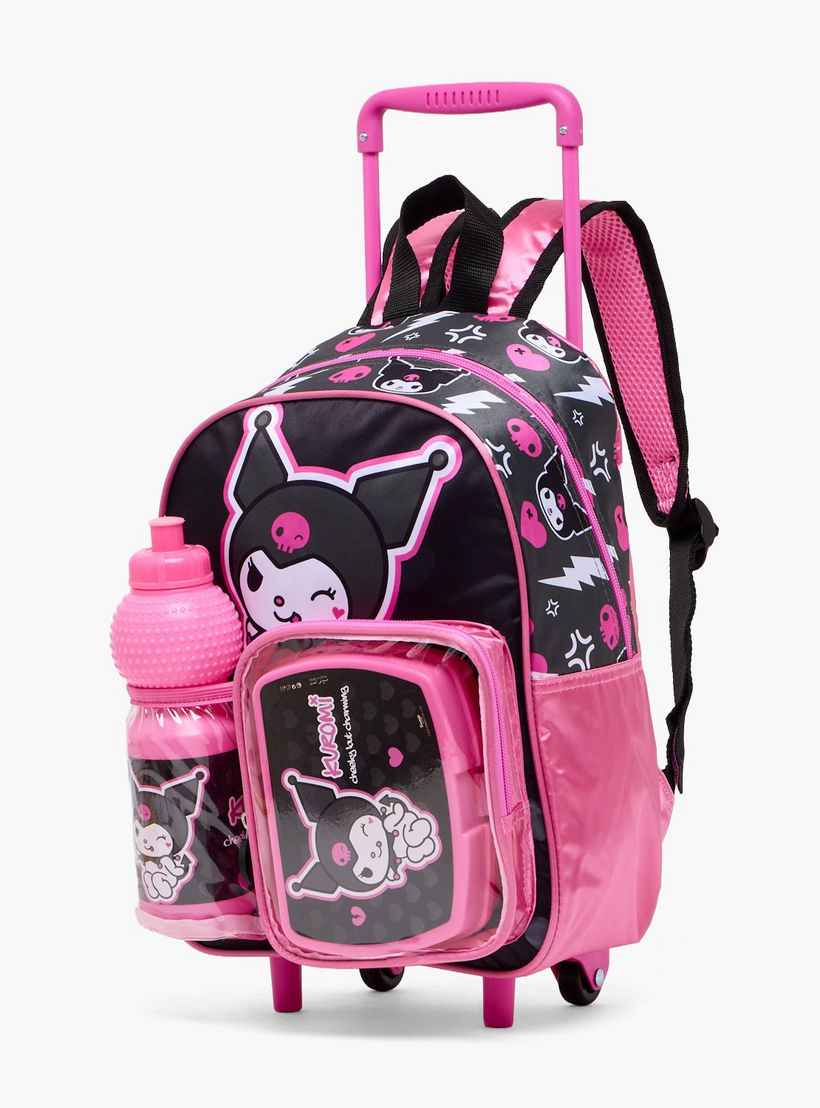 Kuromi Print 3-Piece School Trolley Bag Set for Girls 8-13 Years with Lunch Box-school-bagsandbackpacks-trolleybags-image-9