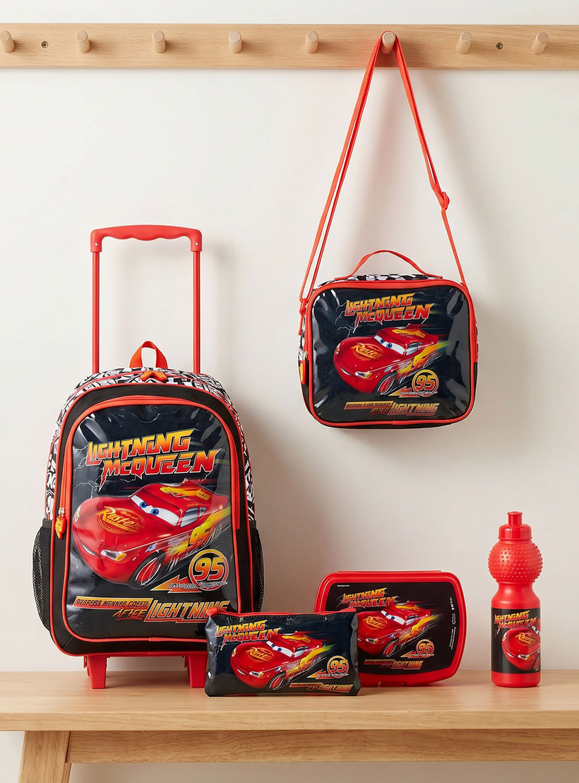 Lightning McQueen 5-Piece Trolley Bag Set for Boys 13+ Years with Lunch Bag and Bottle - 18 inches-school-bagsandbackpacks-trolleybags-image-1