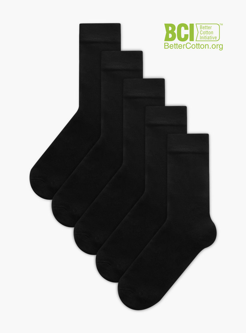 Solid Calf Length Socks - Set of 5-men-socks-image-1
