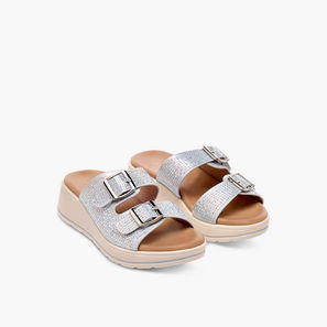 Le Confort Studded Slip-On Sandals with Buckle Detail-girls-shoes-image-1