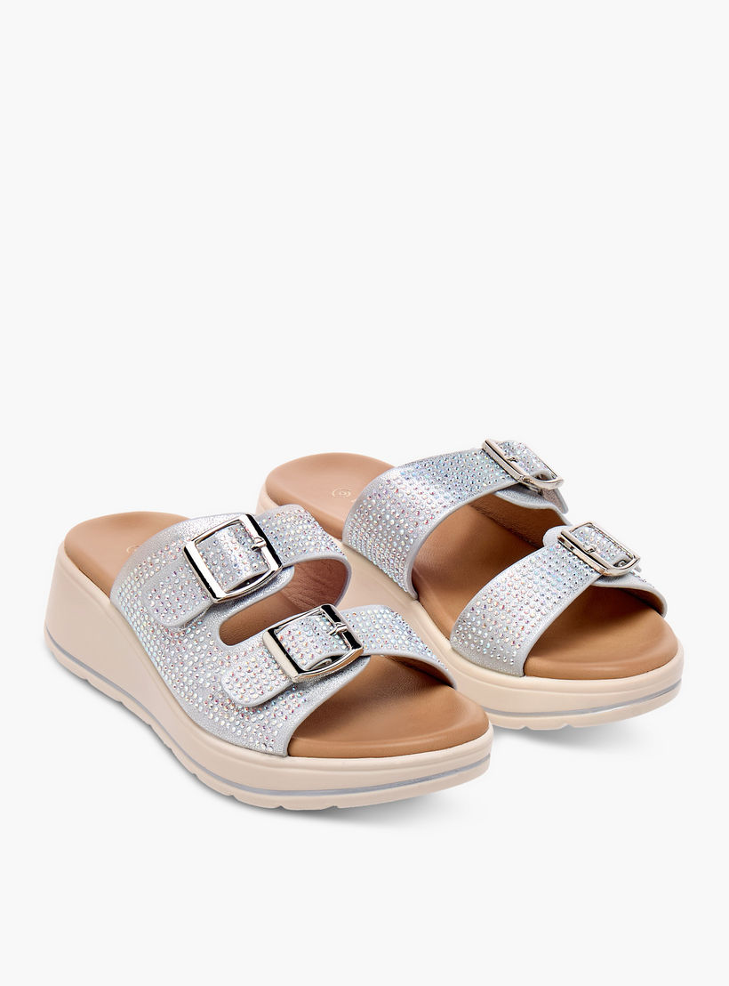 Le Confort Studded Slip-On Sandals with Buckle Detail-girls-shoes-sandals-image-1