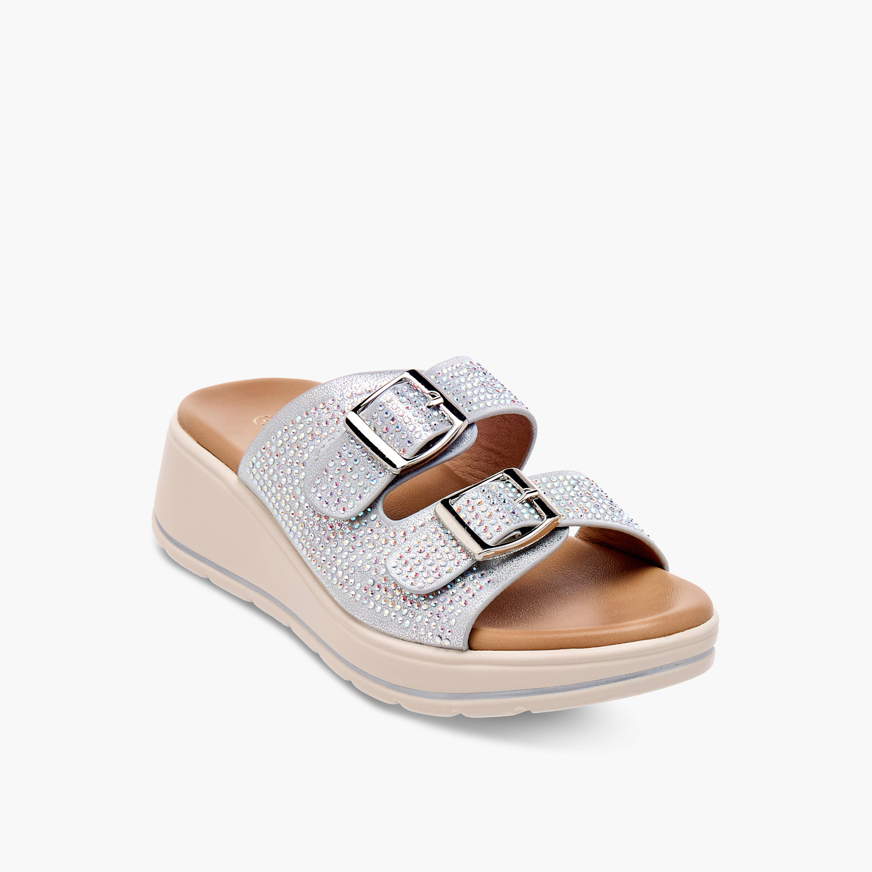 Le Confort Studded Slip-On Sandals with Buckle Detail-girls-shoes-sandals-image-2