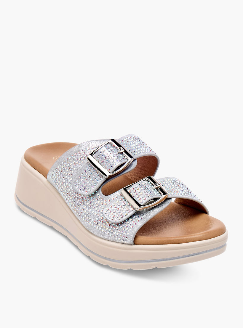 Le Confort Studded Slip-On Sandals with Buckle Detail-girls-shoes-sandals-image-2