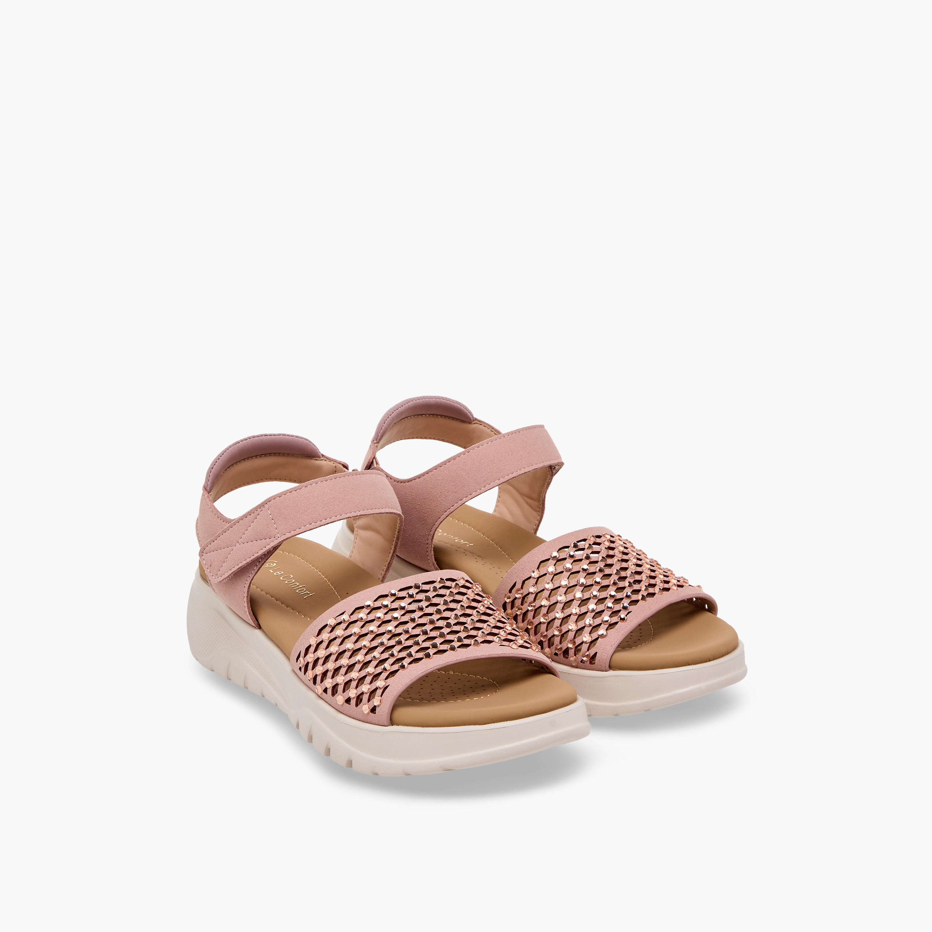 صندل مريح مزين بأحجار لامعة للنساء من لو كونفورت-women-shoes-sandals-heeled-image-1