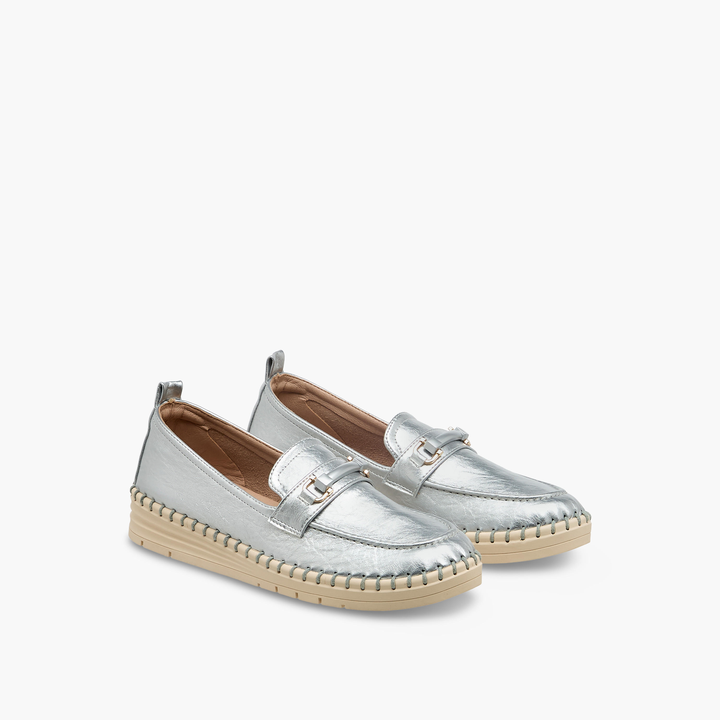 حذاء ميتاليك سهل الارتداء للنساء من لو كونفورت-women-shoes-flats-loafers-image-1