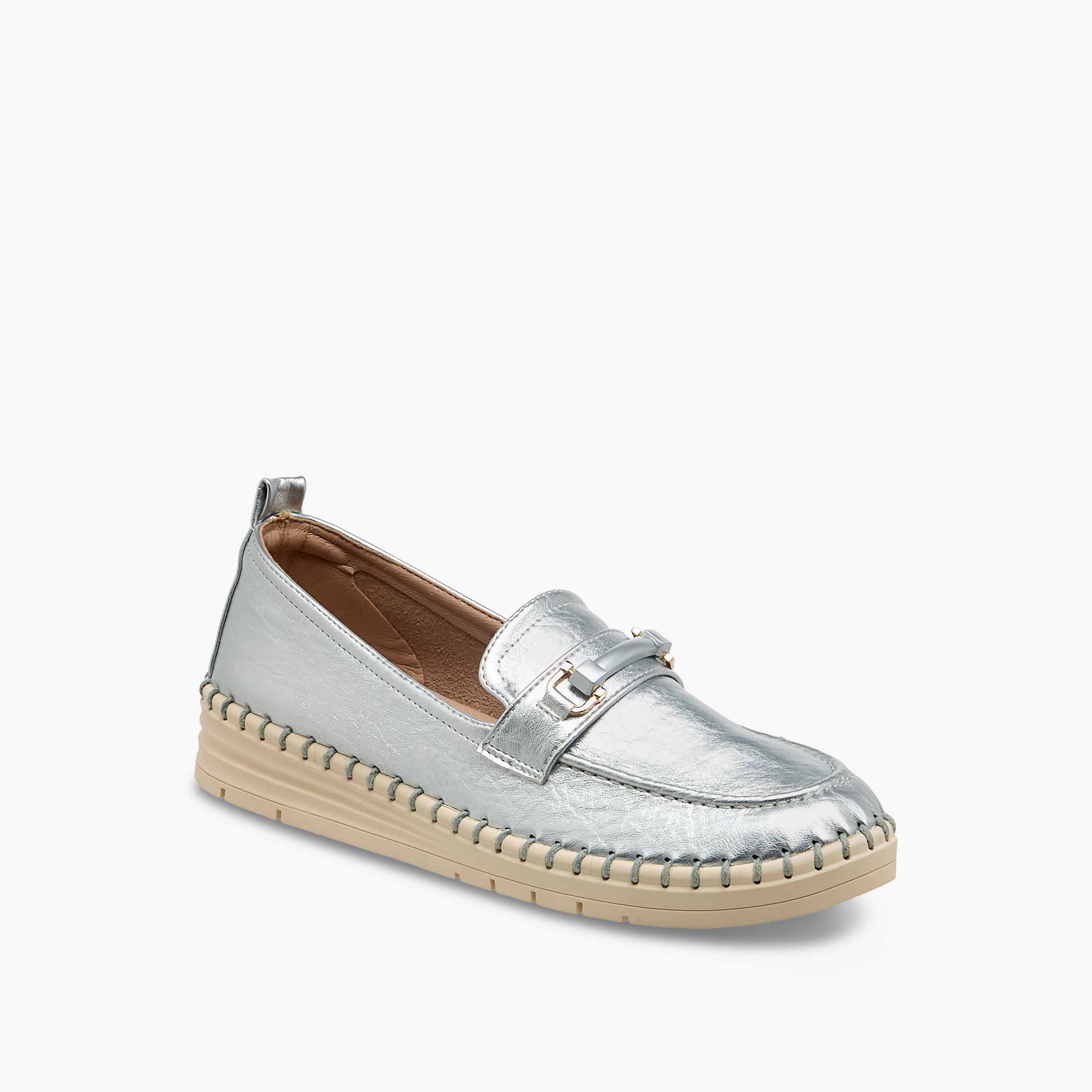 حذاء ميتاليك سهل الارتداء للنساء من لو كونفورت-women-shoes-flats-loafers-image-2