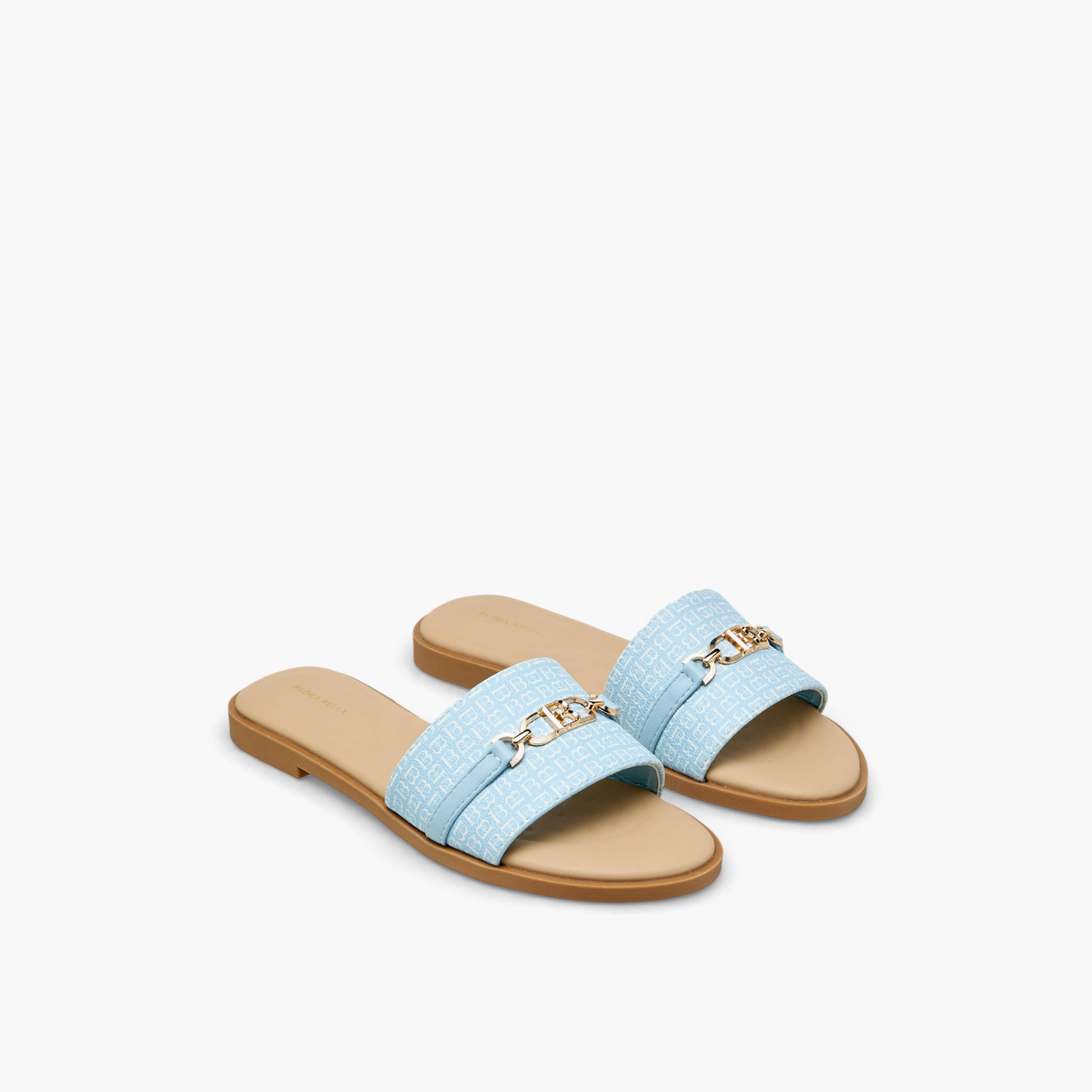 صندل سهل الارتداء بطبعات مونوجرام للنساء من فلورا بيلا-women-shoes-flats-sandals-image-1