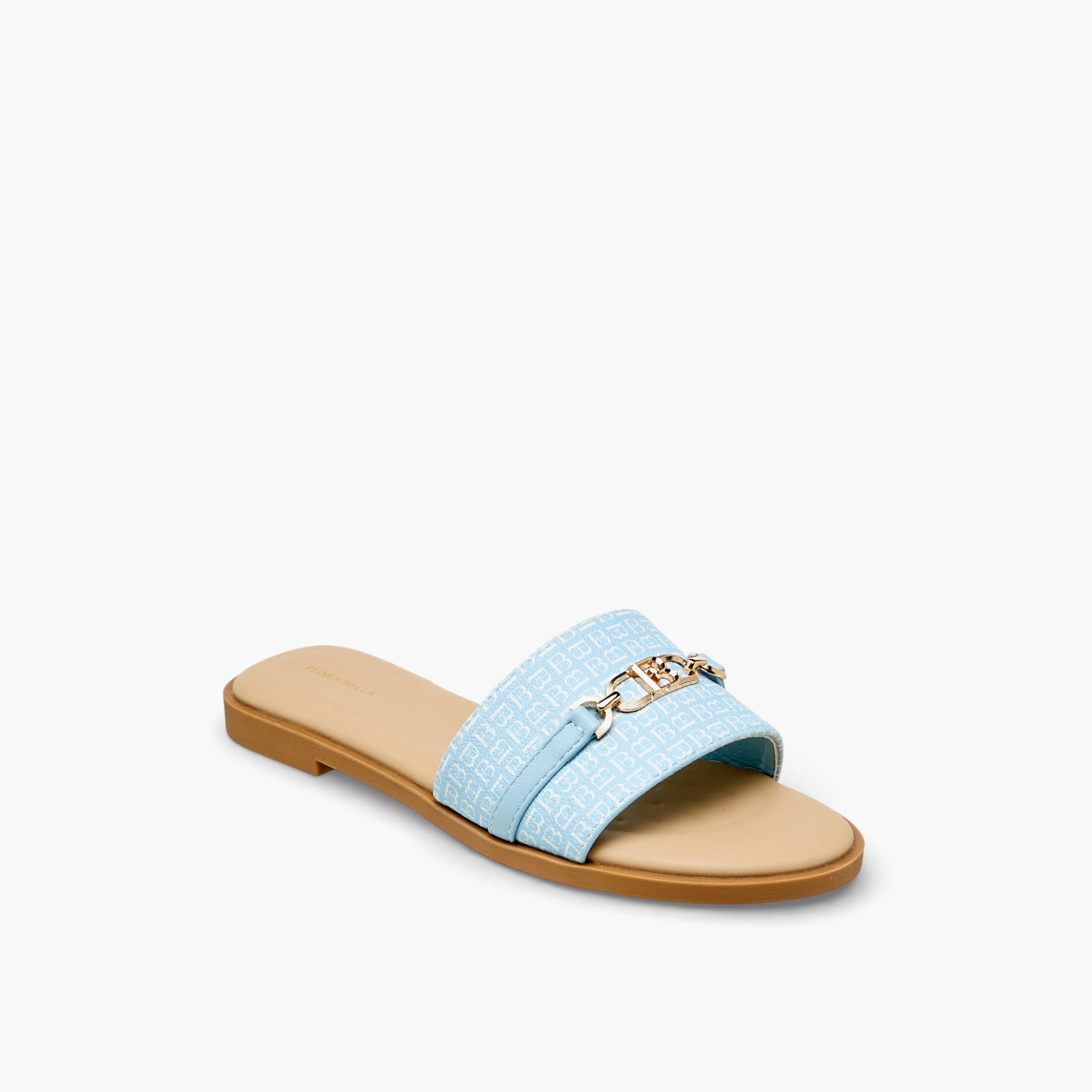 صندل سهل الارتداء بطبعات مونوجرام للنساء من فلورا بيلا-women-shoes-flats-sandals-image-2