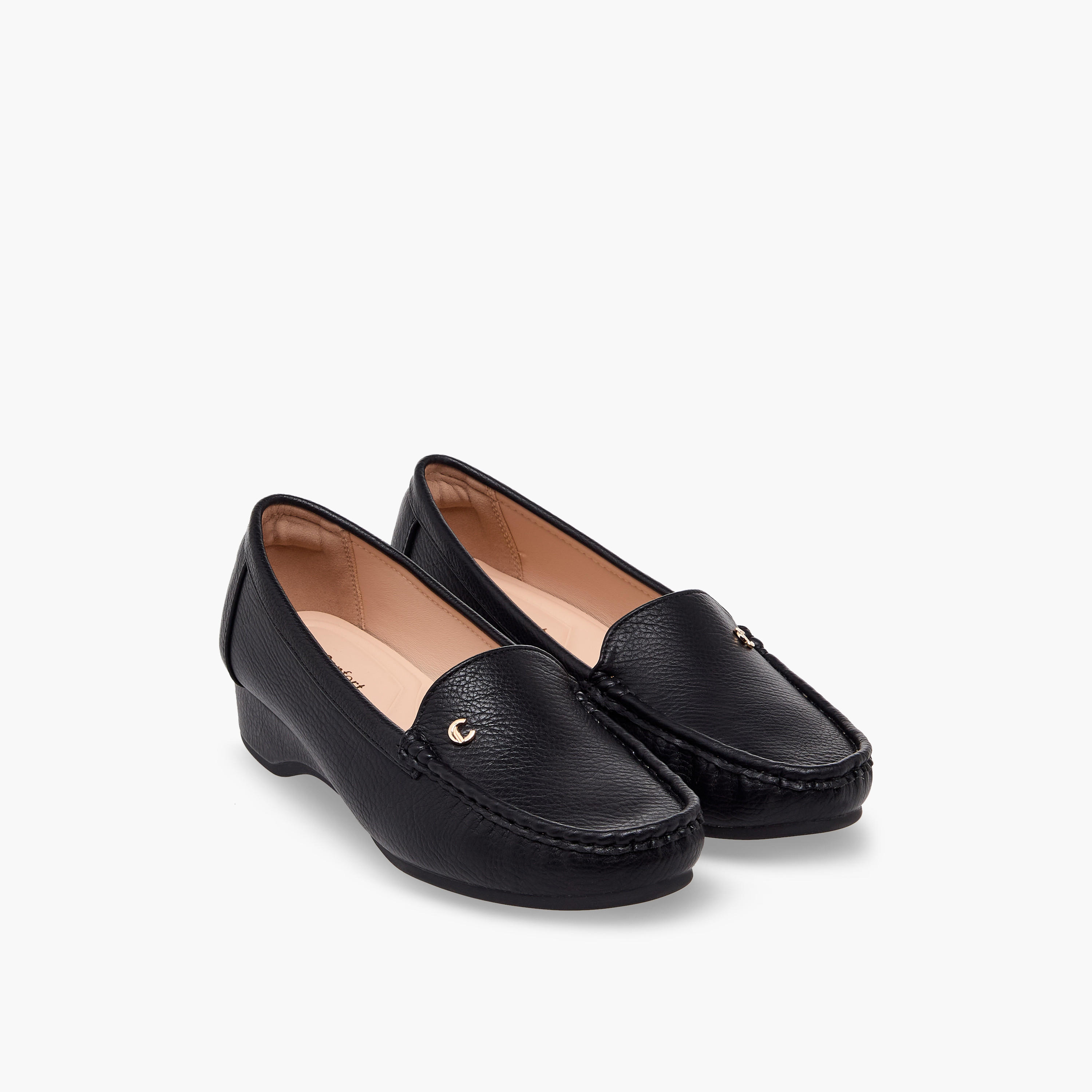 حذاء لوفر بارز الملمس بكعب ويدج للنساء من لو كونفورت-women-shoes-loafersandmoccasins-image-1