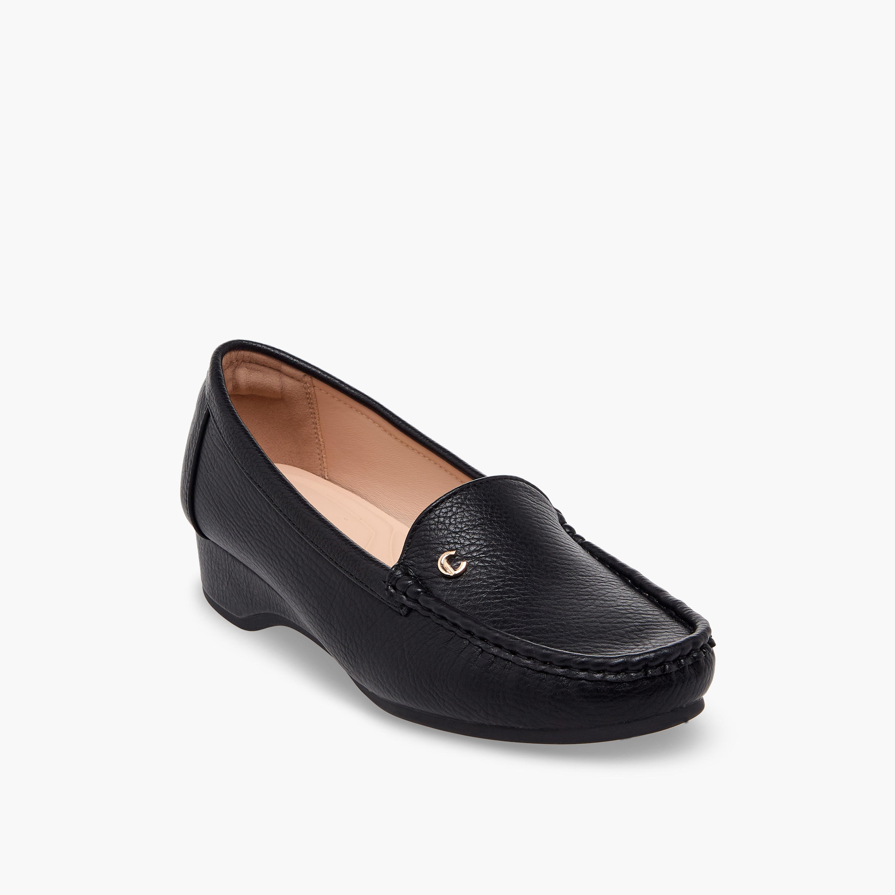 حذاء لوفر بارز الملمس بكعب ويدج للنساء من لو كونفورت-women-shoes-loafersandmoccasins-image-2