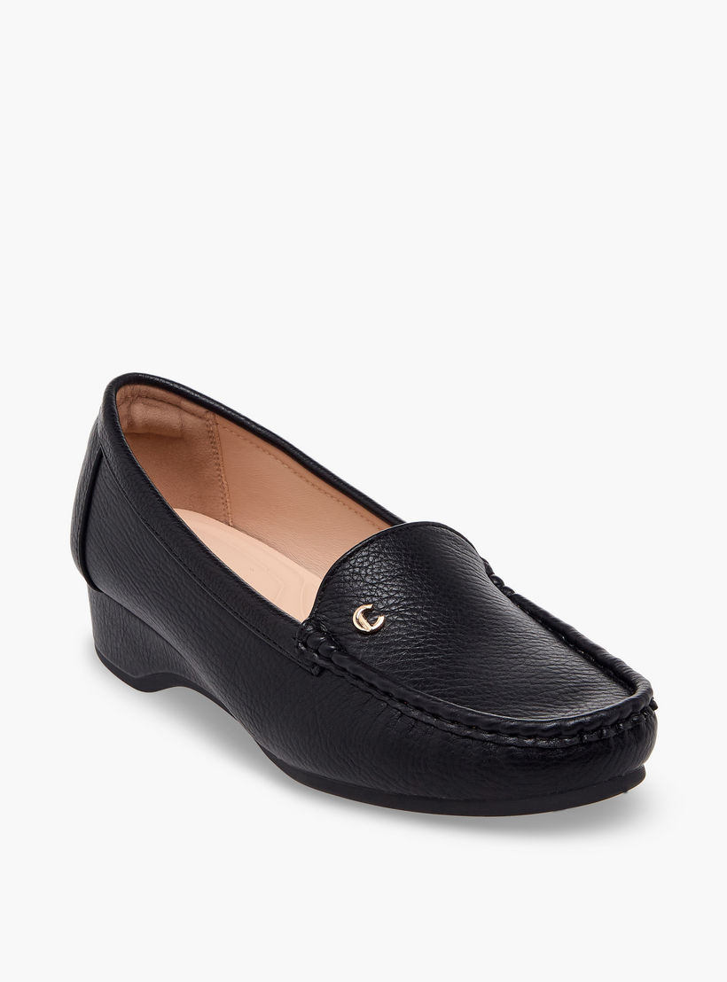 حذاء لوفر بارز الملمس بكعب ويدج للنساء من لو كونفورت-women-shoes-loafersandmoccasins-image-2
