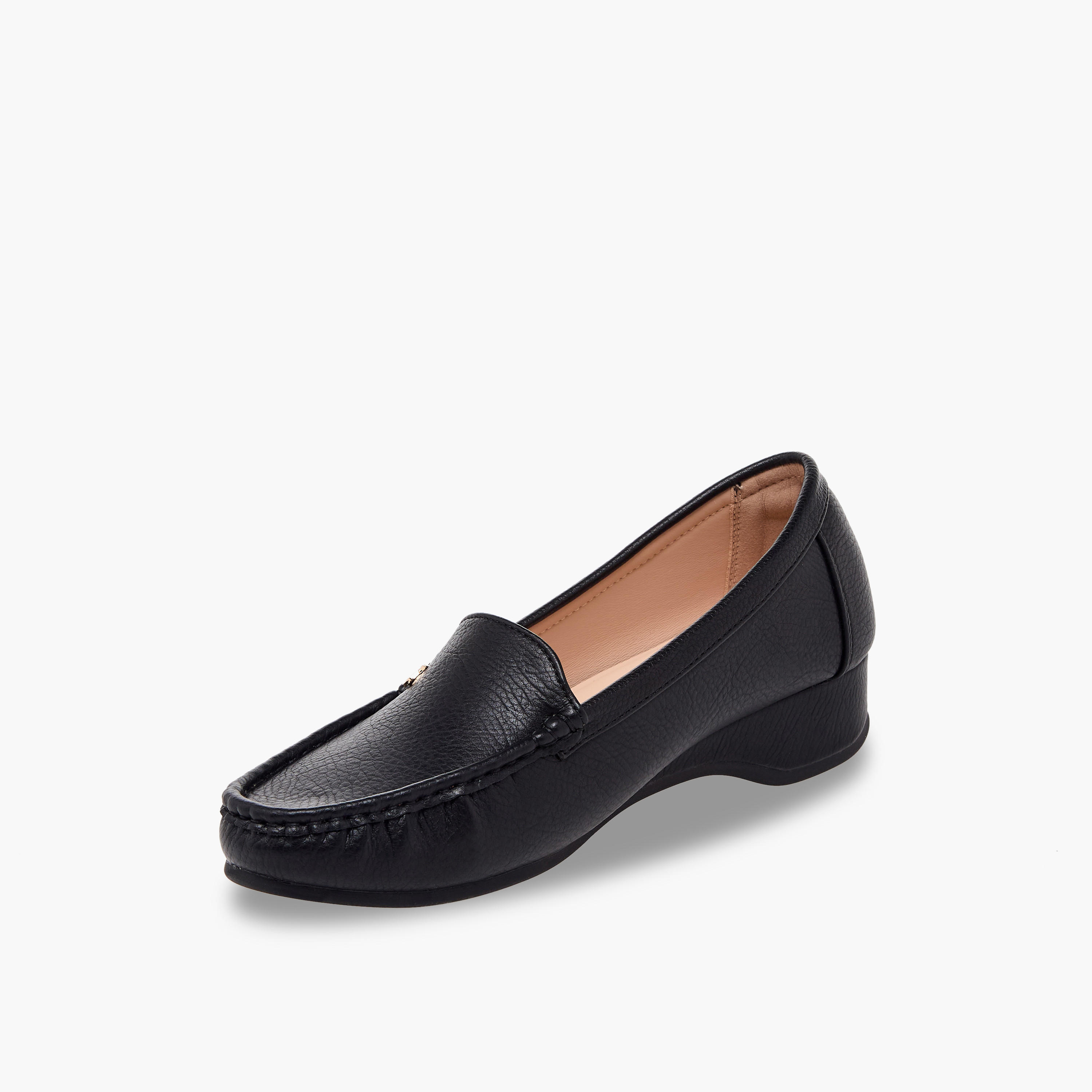 حذاء لوفر بارز الملمس بكعب ويدج للنساء من لو كونفورت-women-shoes-loafersandmoccasins-image-4