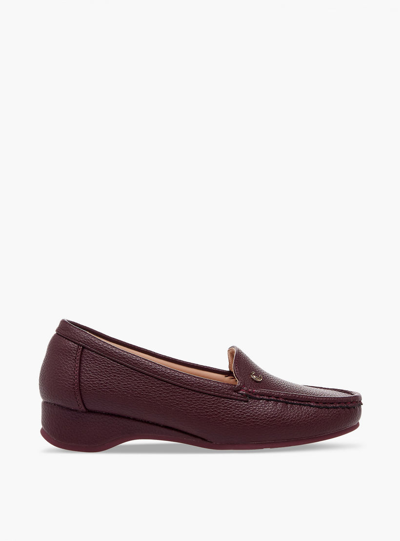 حذاء لوفر بارز الملمس بكعب ويدج للنساء من لو كونفورت-women-shoes-loafersandmoccasins-image-3