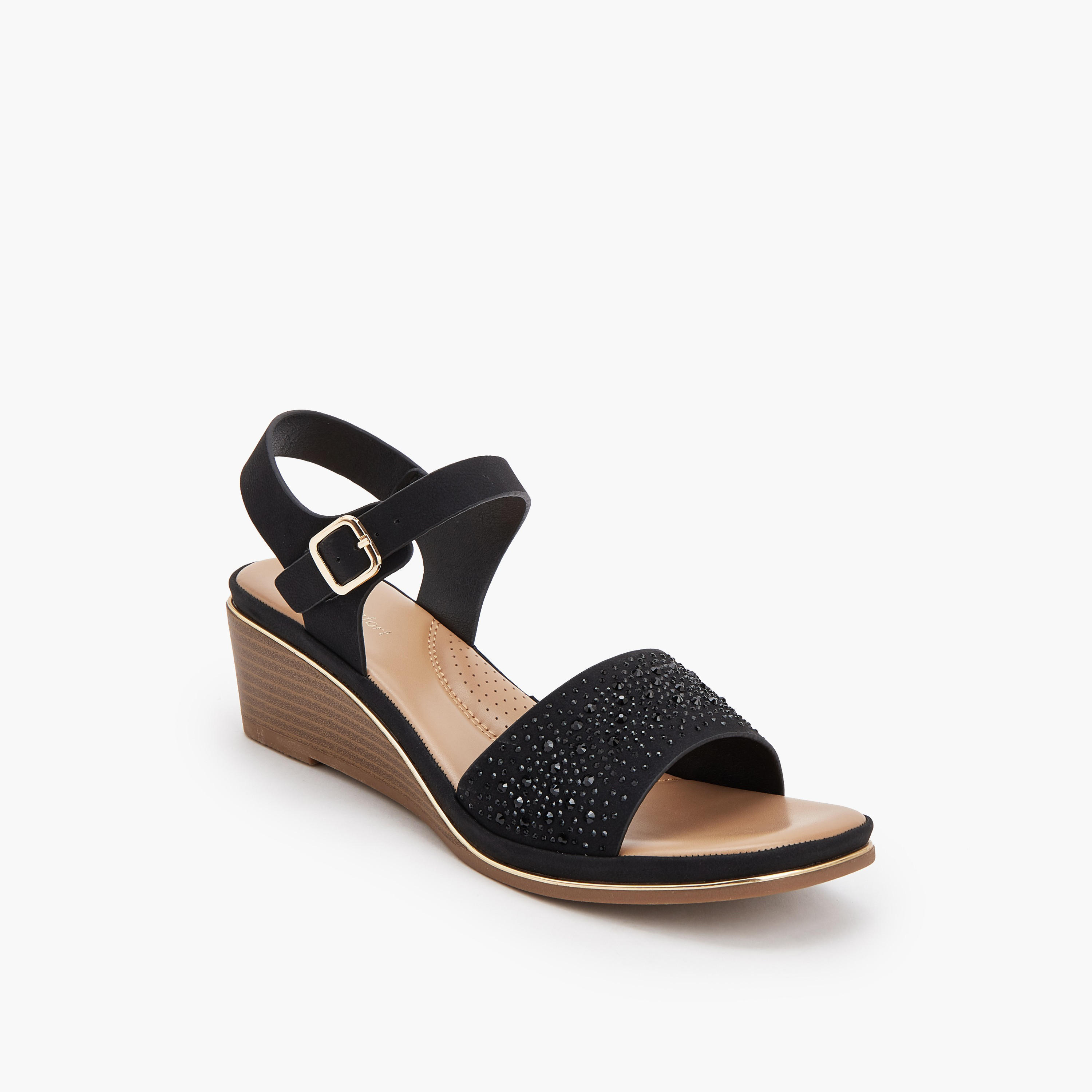 صندل بكعب ويدج بزينة راينستون للنساء من لو كونفورت-women-shoes-sandals-heeled-image-2