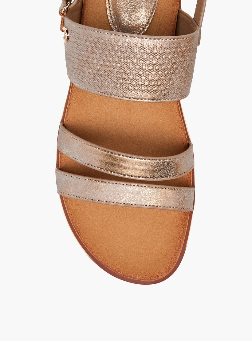 Le Confort Textured Comfort Sandals with Hook and Loop Closure-women-shoes-flats-sandals-image-4