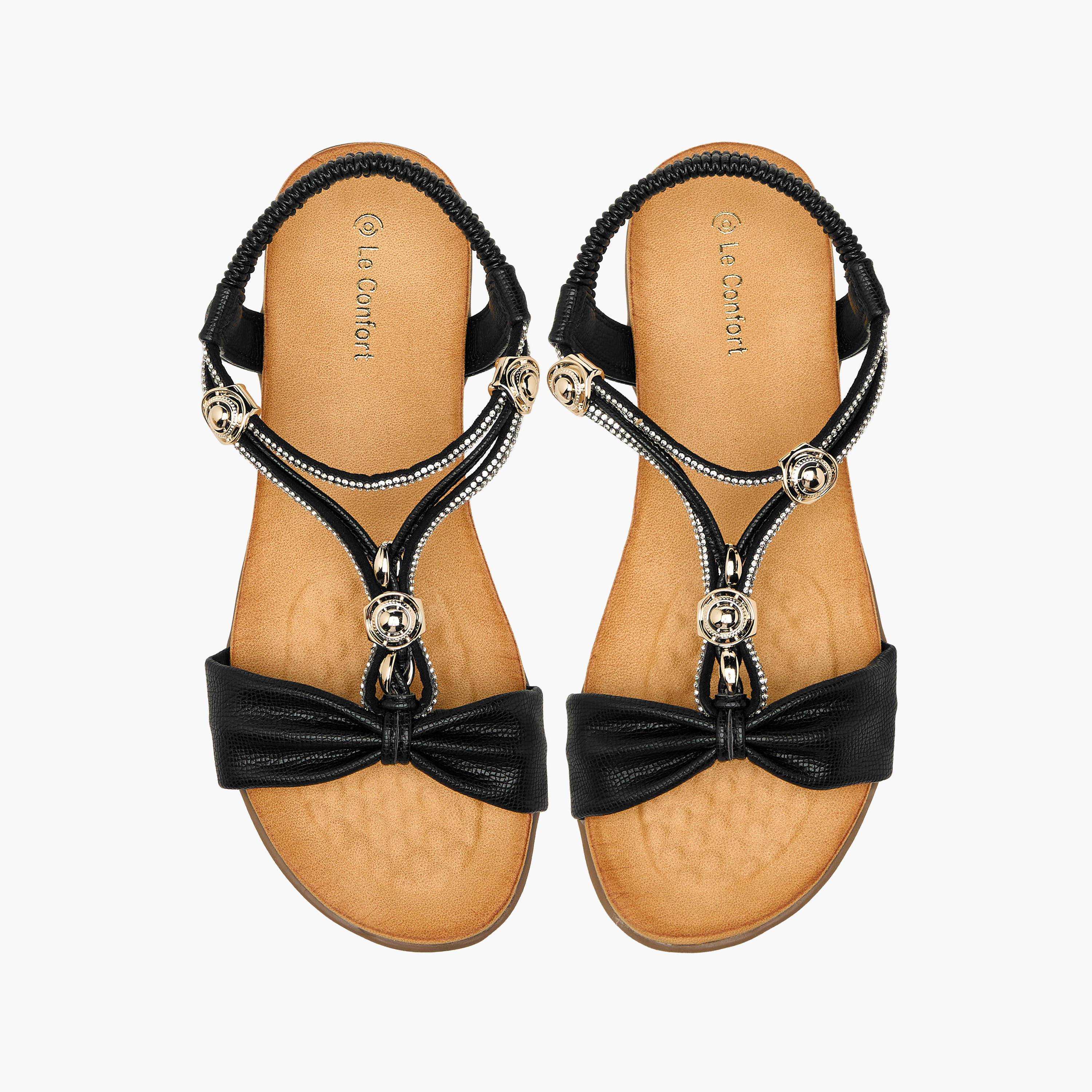 صندل بحزام بزينة ميتالك للنساء من لو كونفورت-women-shoes-flats-sandals-image-1