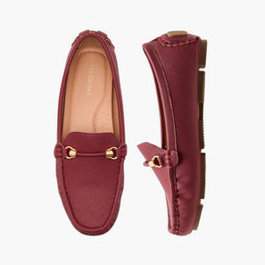 Le Confort Textured Slip-On Comfort Loafers with Metal Trim-women-shoes-flats-loafers-image-1
