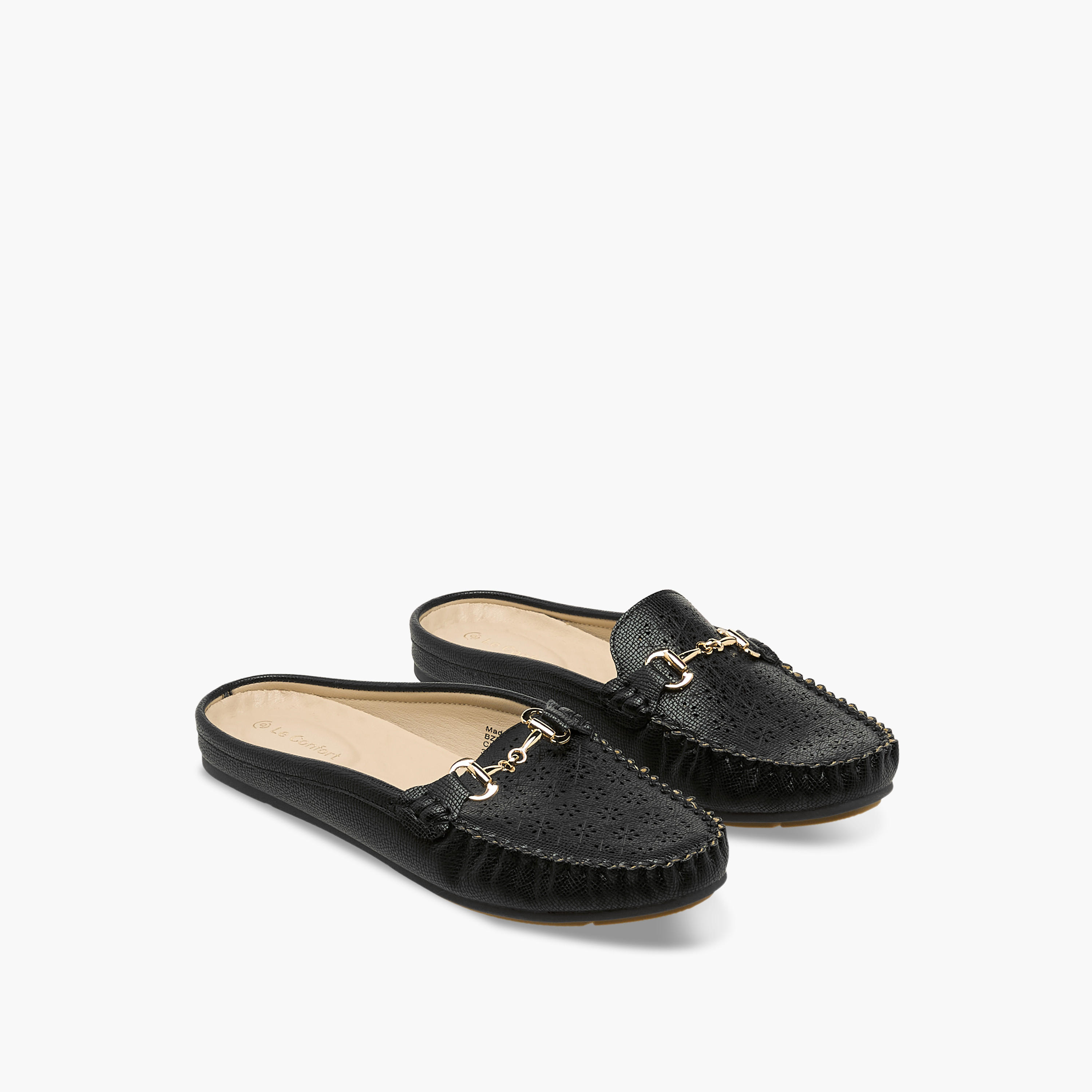 حذاء ميول سهل الارتداء بتفاصيل مثقبة للنساء من لو كونفورت-women-shoes-flats-mules-image-1