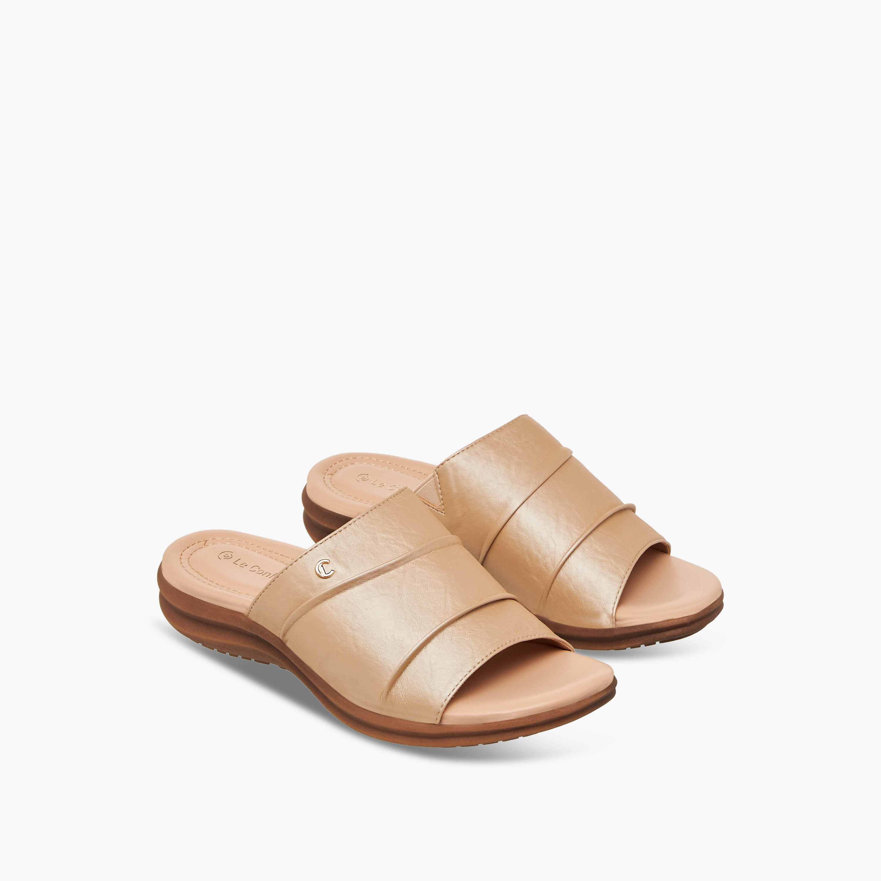 Le Confort Women Metallic Slide Sandals-women-shoes-flats-sandals-image-1