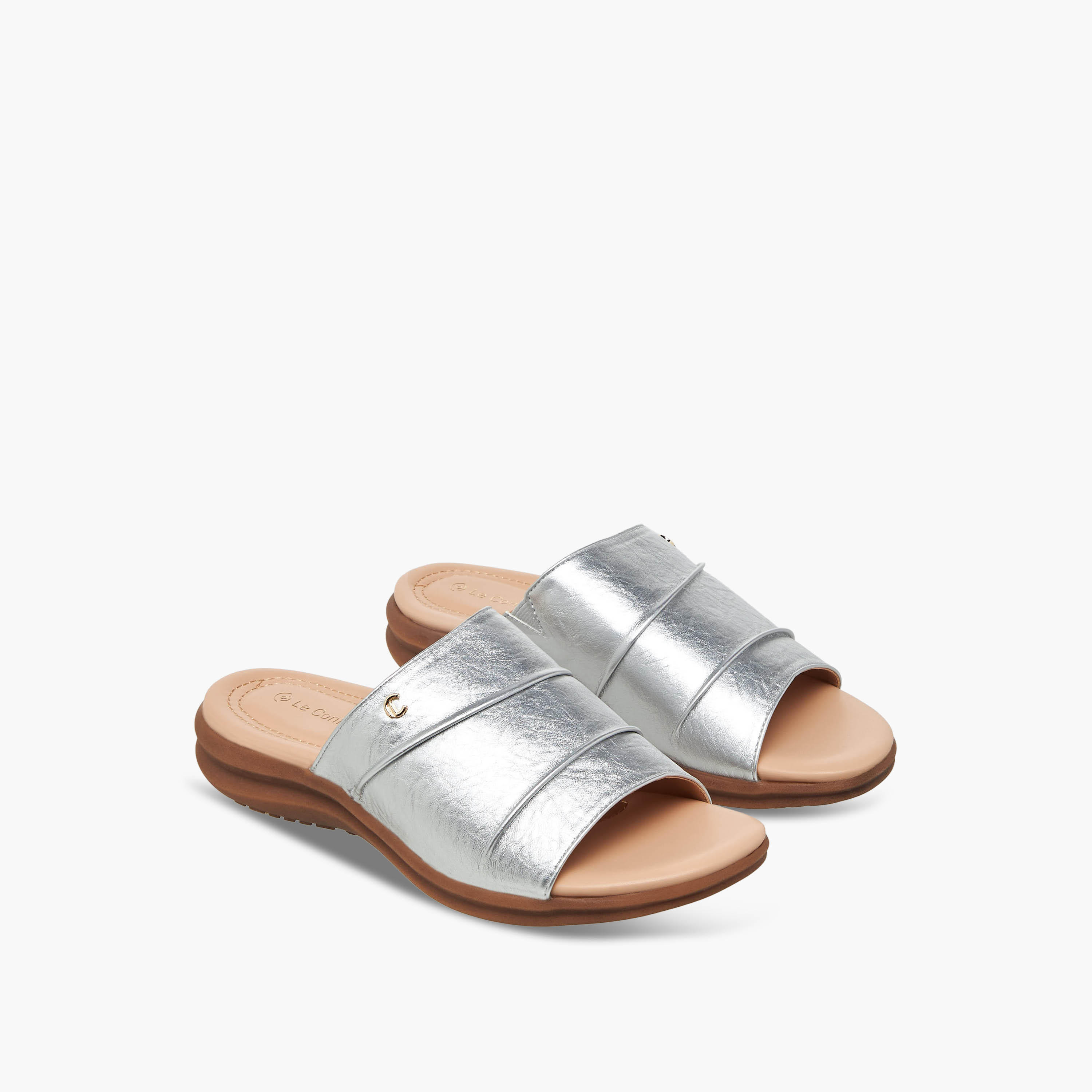 Le Confort Women Metallic Slide Sandals-women-shoes-flats-sandals-image-1