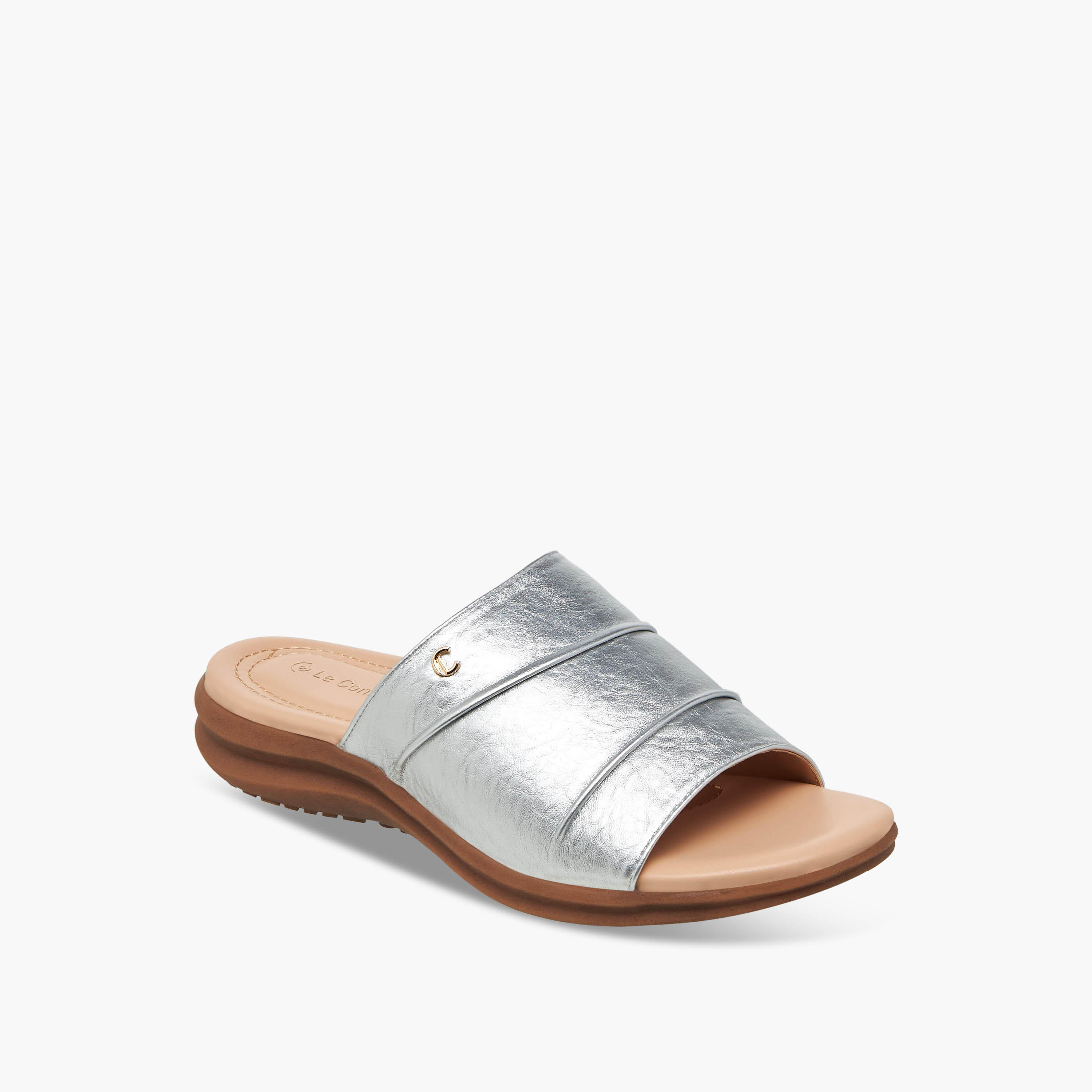 Le Confort Women Metallic Slide Sandals-women-shoes-flats-sandals-image-2