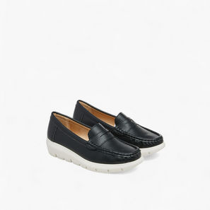 Le Confort Solid Slip-On Comfort Loafers with Wedge Heel-women-image-1