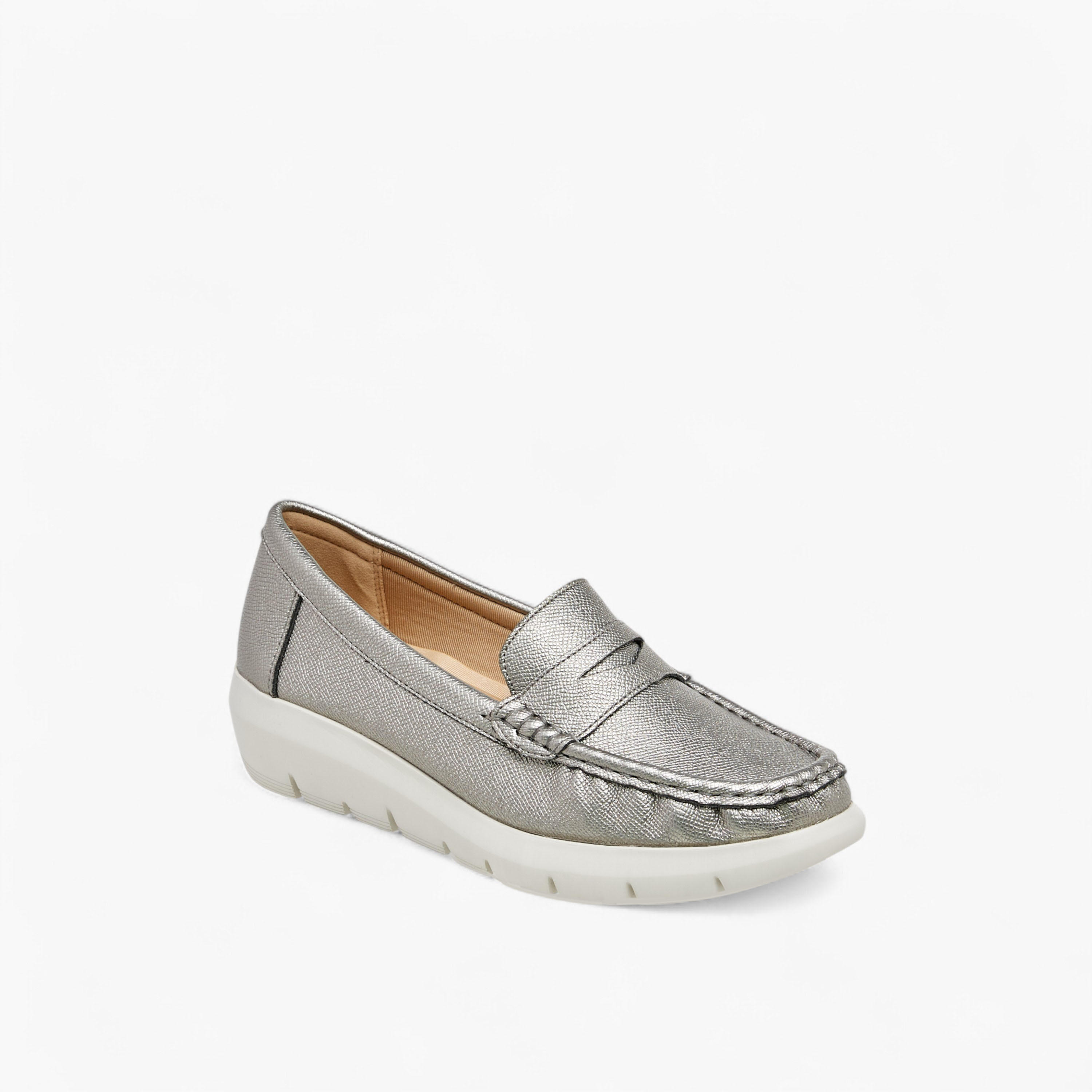 حذاء لوفر ميتاليك سهل الارتداء مع كعب ويدج من لو كونفورت-women-shoes-heels-image-2