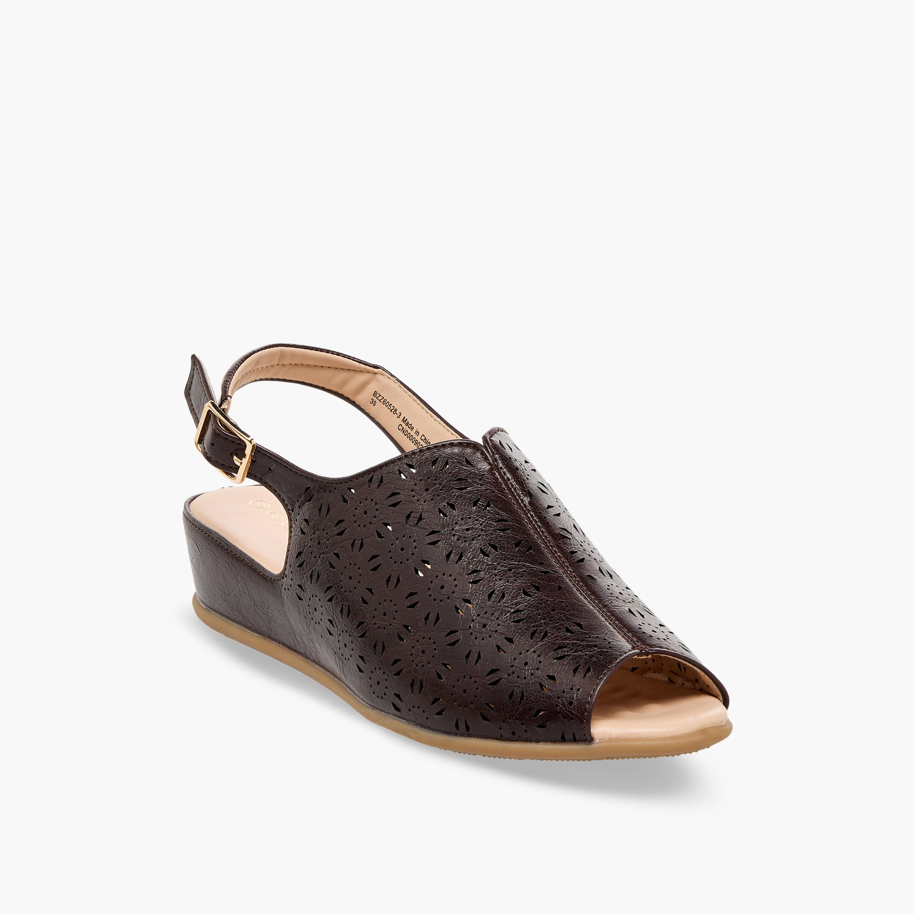 Le Confort Laser Cut Peep Toe Comfort Sandals-women-shoes-sandals-heeled-image-2