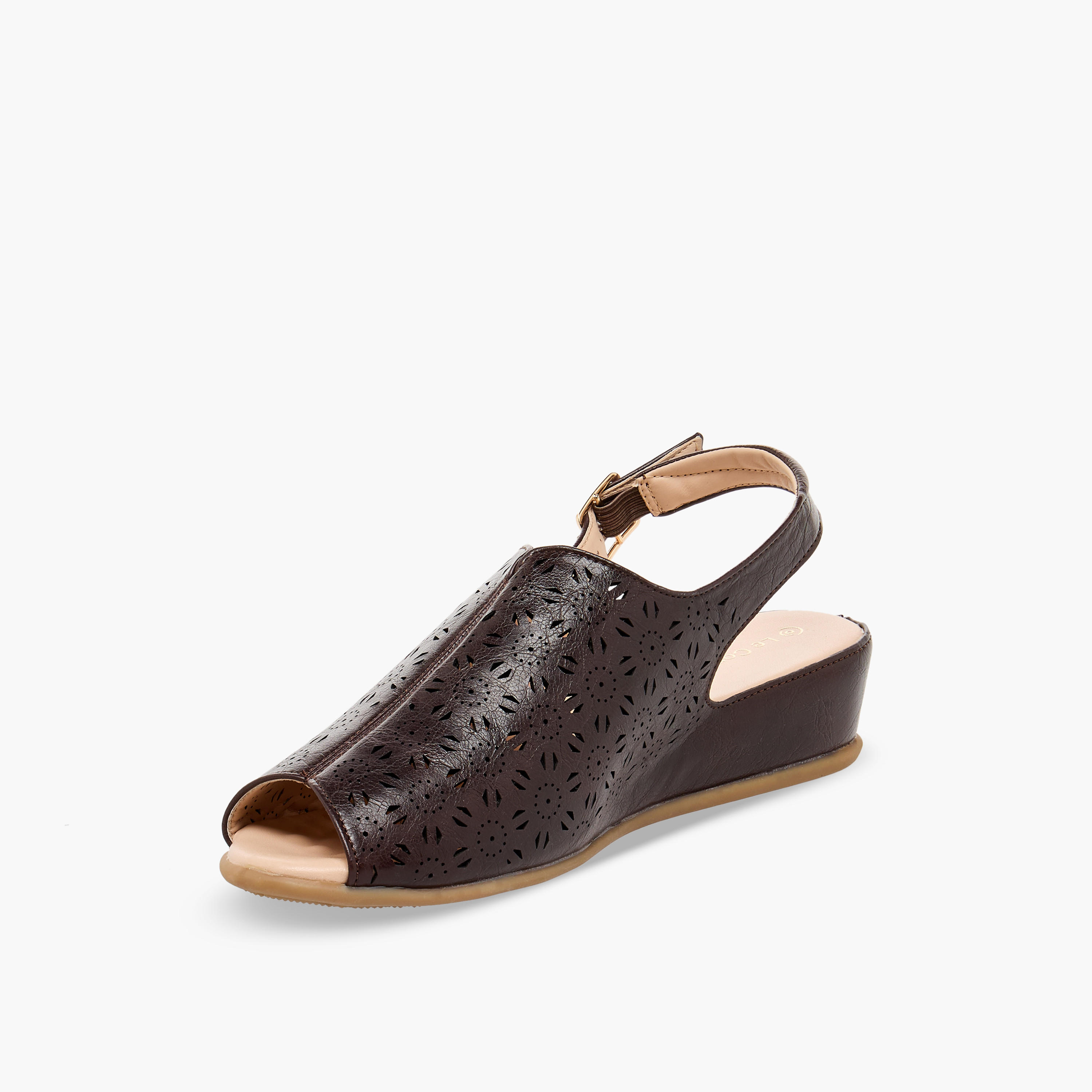 Le Confort Laser Cut Peep Toe Comfort Sandals-women-shoes-sandals-heeled-image-4
