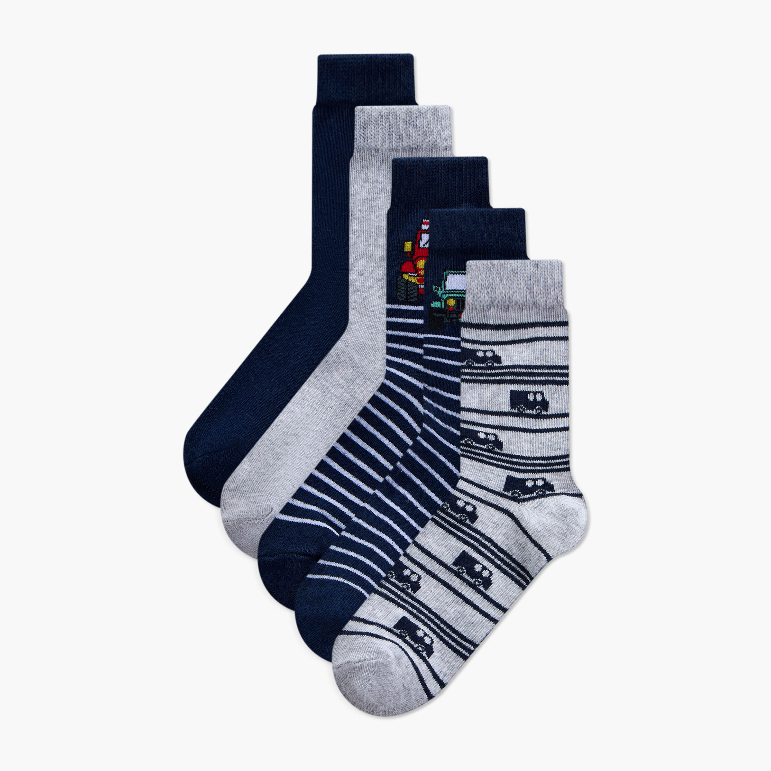 طقم جوارب 5 أزواج متنوعة بطول ربلة الساق للأولاد من جونيورز-boys-accessories-socks-image-1