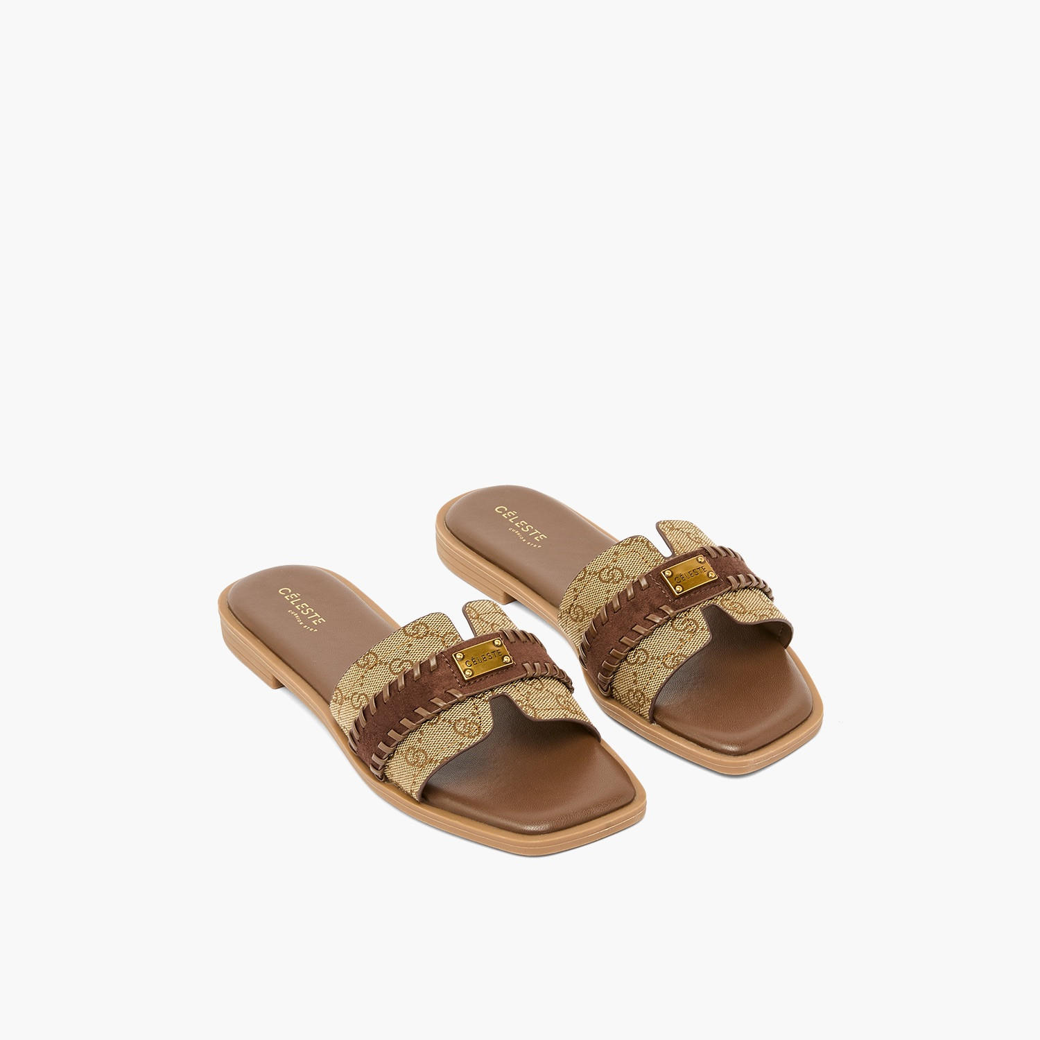 Celeste Women Monogram Print Sandals-women-shoes-flats-sandals-image-1