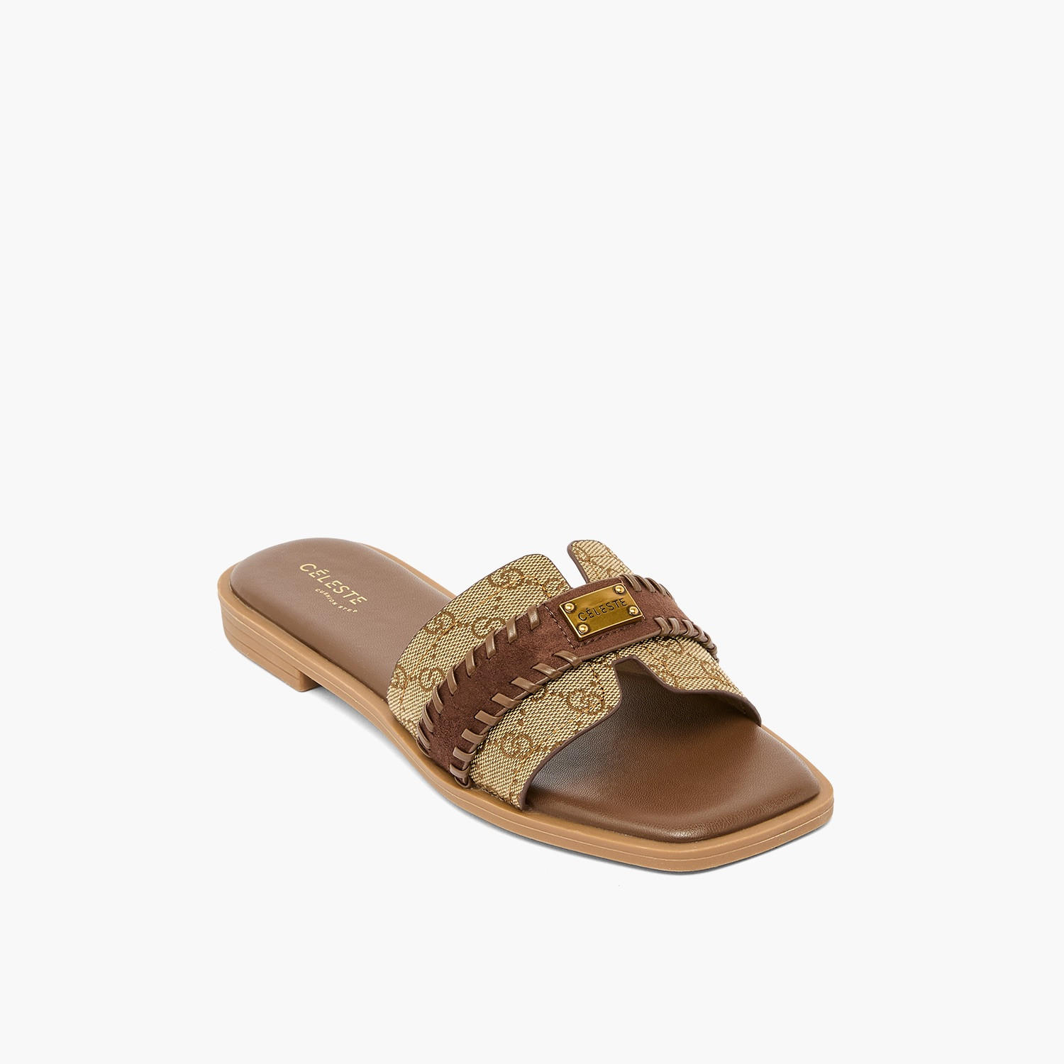 Celeste Women Monogram Print Sandals-women-shoes-flats-sandals-image-2