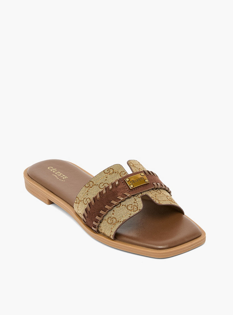 Celeste Women Monogram Print Sandals-women-shoes-flats-sandals-image-2