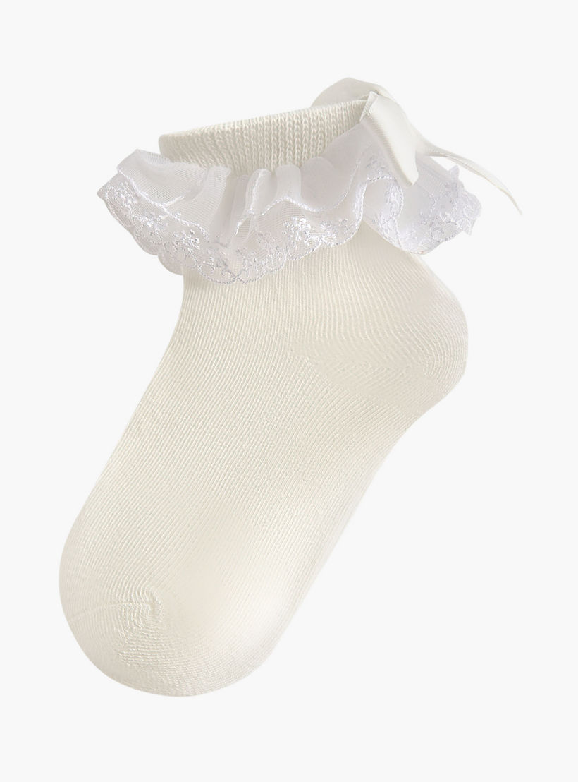 Pack of 3 Celeste Girls Socks with Embroidered Frill Detail-girls-accessories-socks-image-2