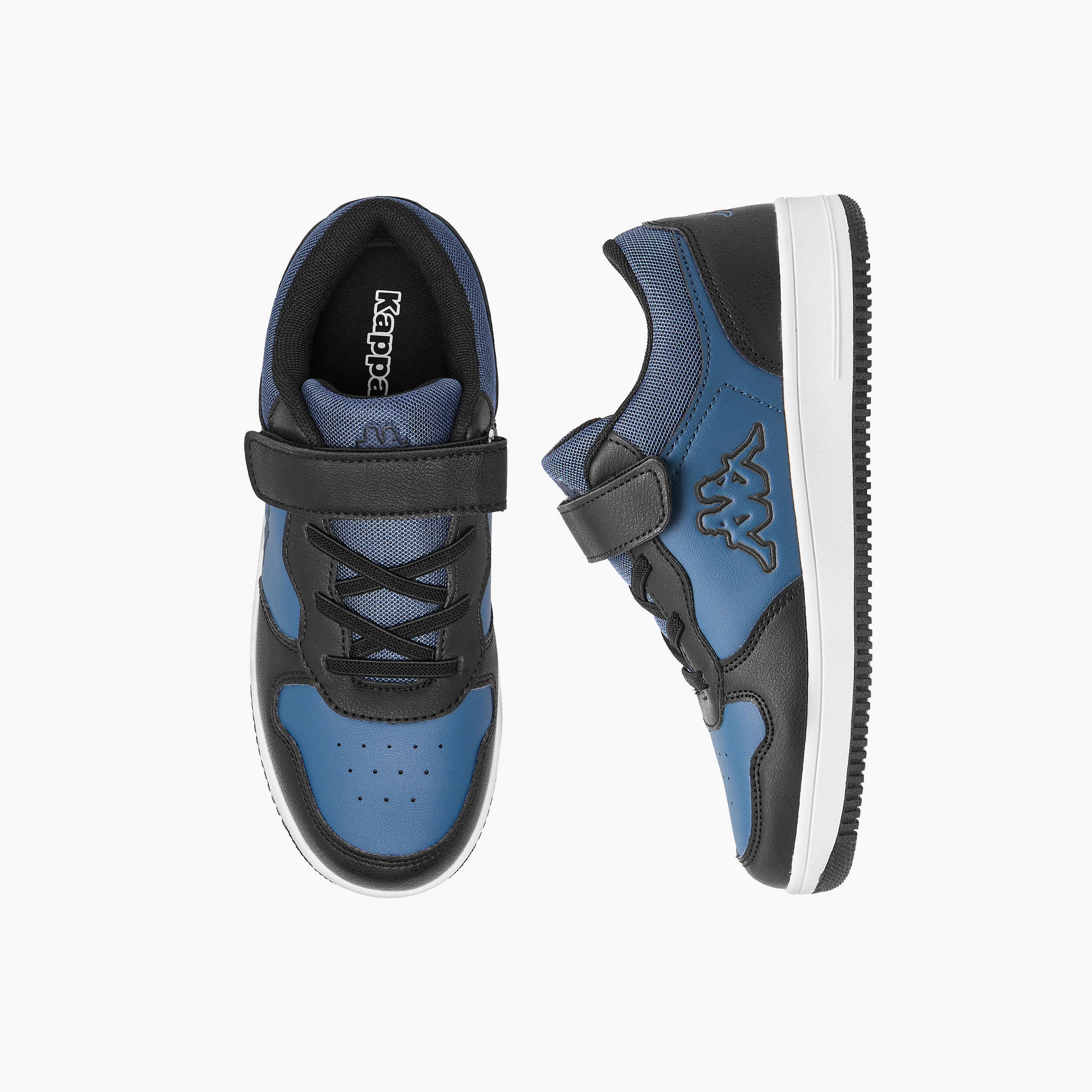 Kappa Kids' Colourblock Low Ankle Sneakers with Hook and Loop Closure-boys-shoes-schoolshoes-image-1