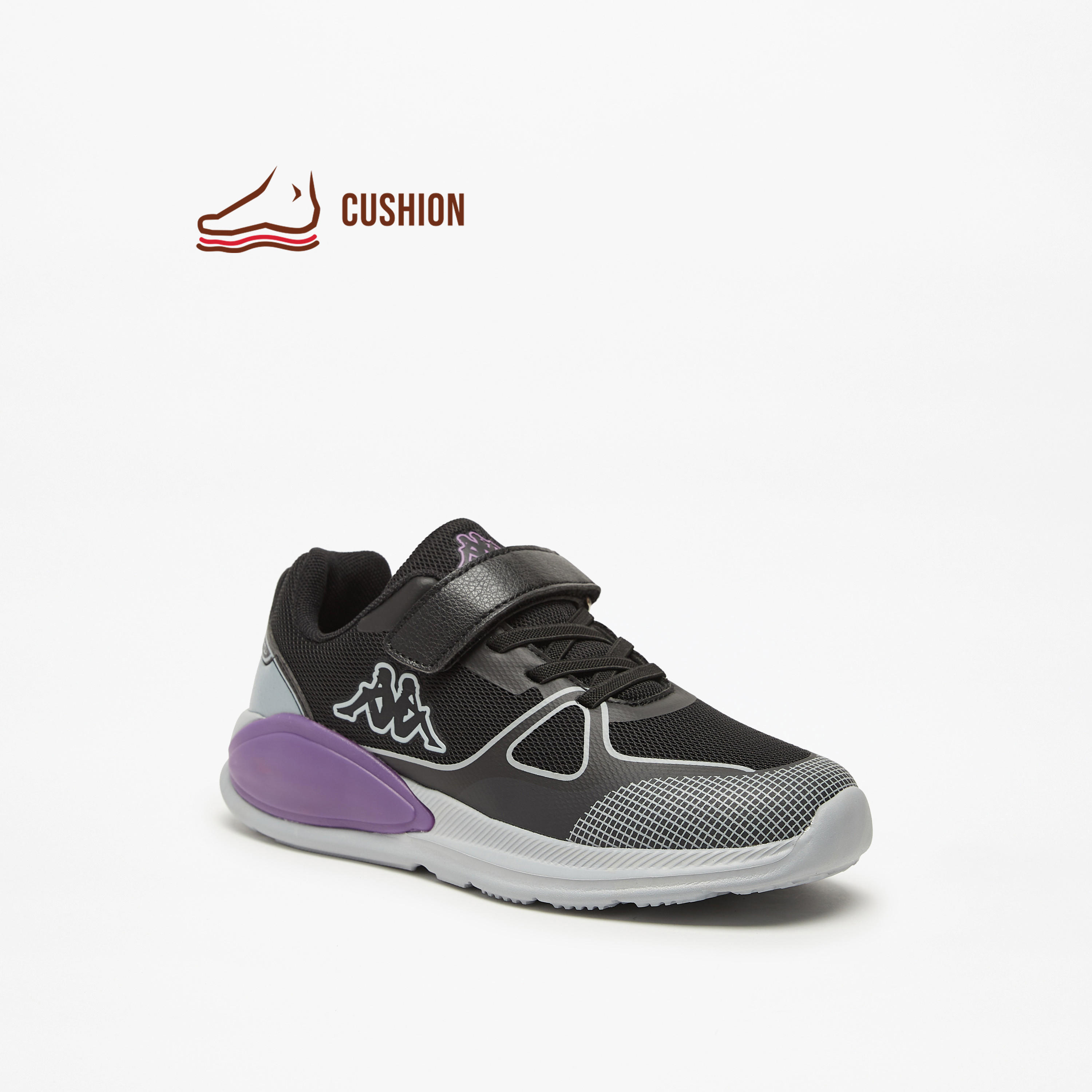 Kappa Girls' Panelled Sports Shoes with Hook and Loop Closure-girls-shoes-sneakers-image-1