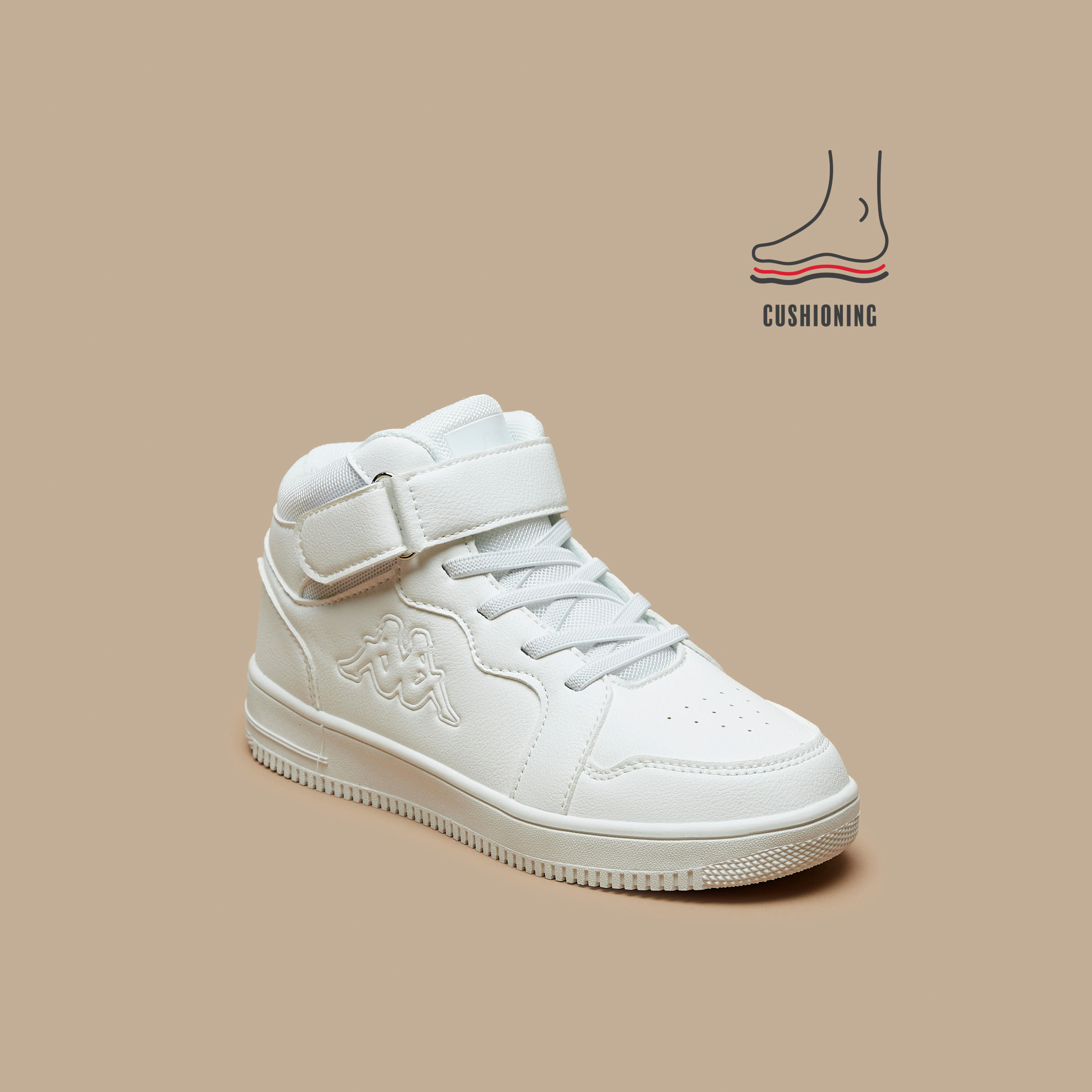 Kappa Kids Panelled High Top Sneakers with Hook and Loop Closure-girls-shoes-sneakers-image-1