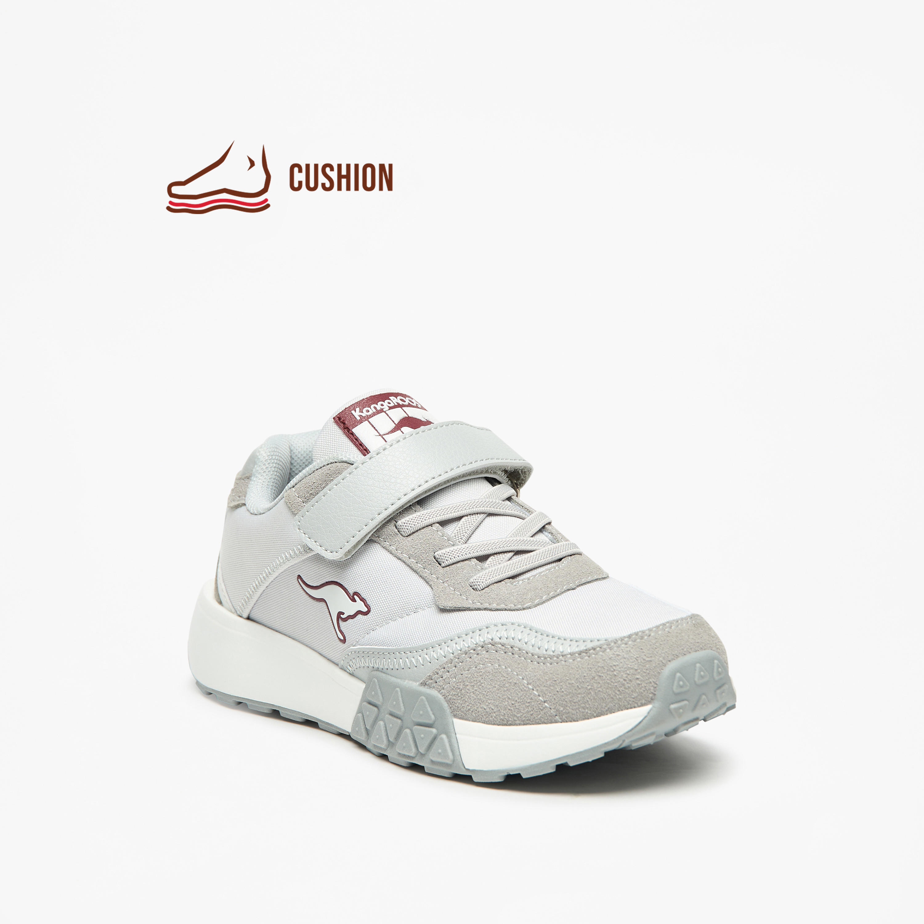 KangaROOS Kids' Logo Embossed Walking Shoes with Hook and Loop Closure-sports-boys-shoes-image-1
